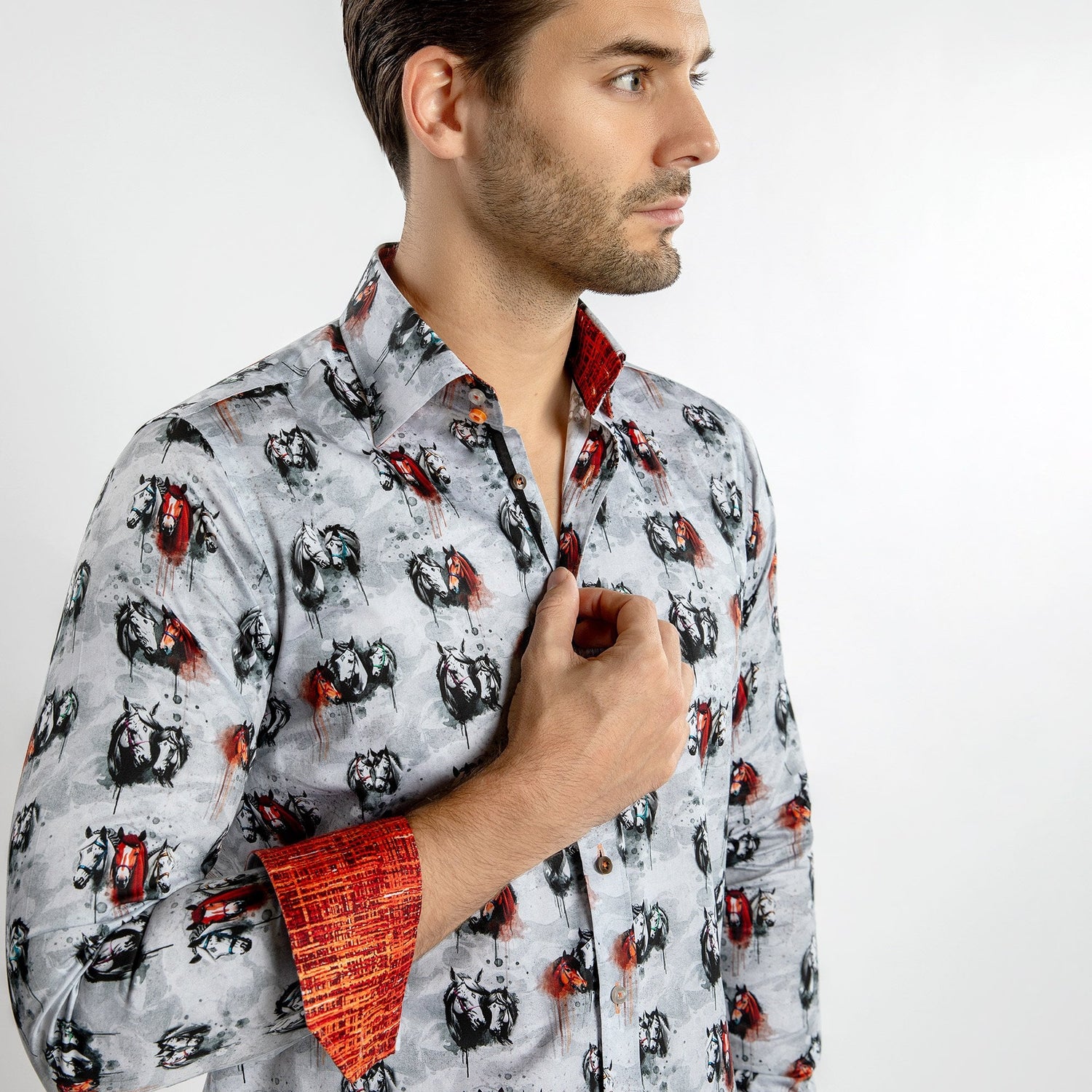 MISTY MUSTANGS AND MARES HORSE PRINT SHIRT - Premium Men's Patterned Shirt by Claudio Lugli | Bold Design, Tailored Fit, Best Printed Shirts
