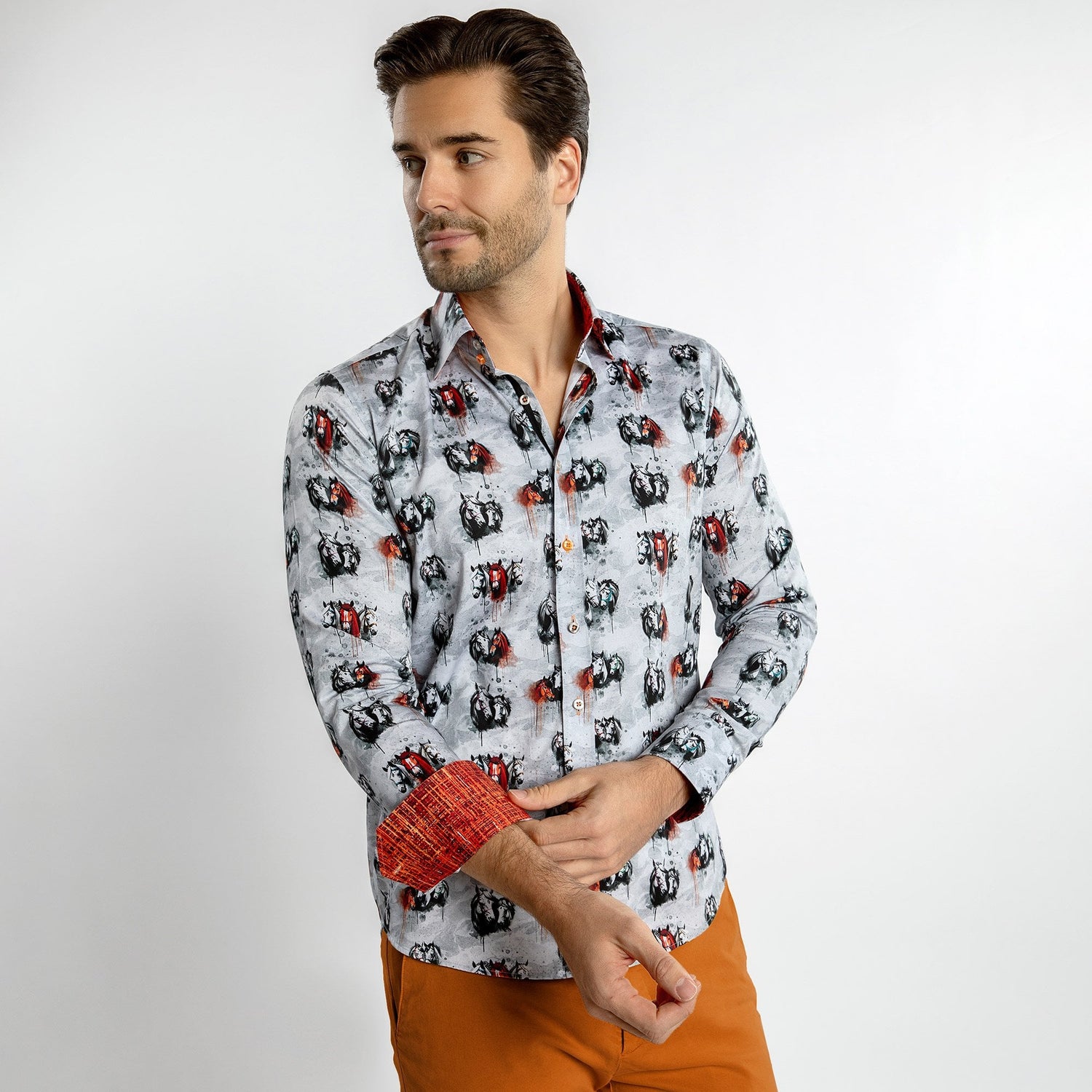 MISTY MUSTANGS AND MARES HORSE PRINT SHIRT - Premium Men's Patterned Shirt by Claudio Lugli | Bold Design, Tailored Fit, Best Printed Shirts