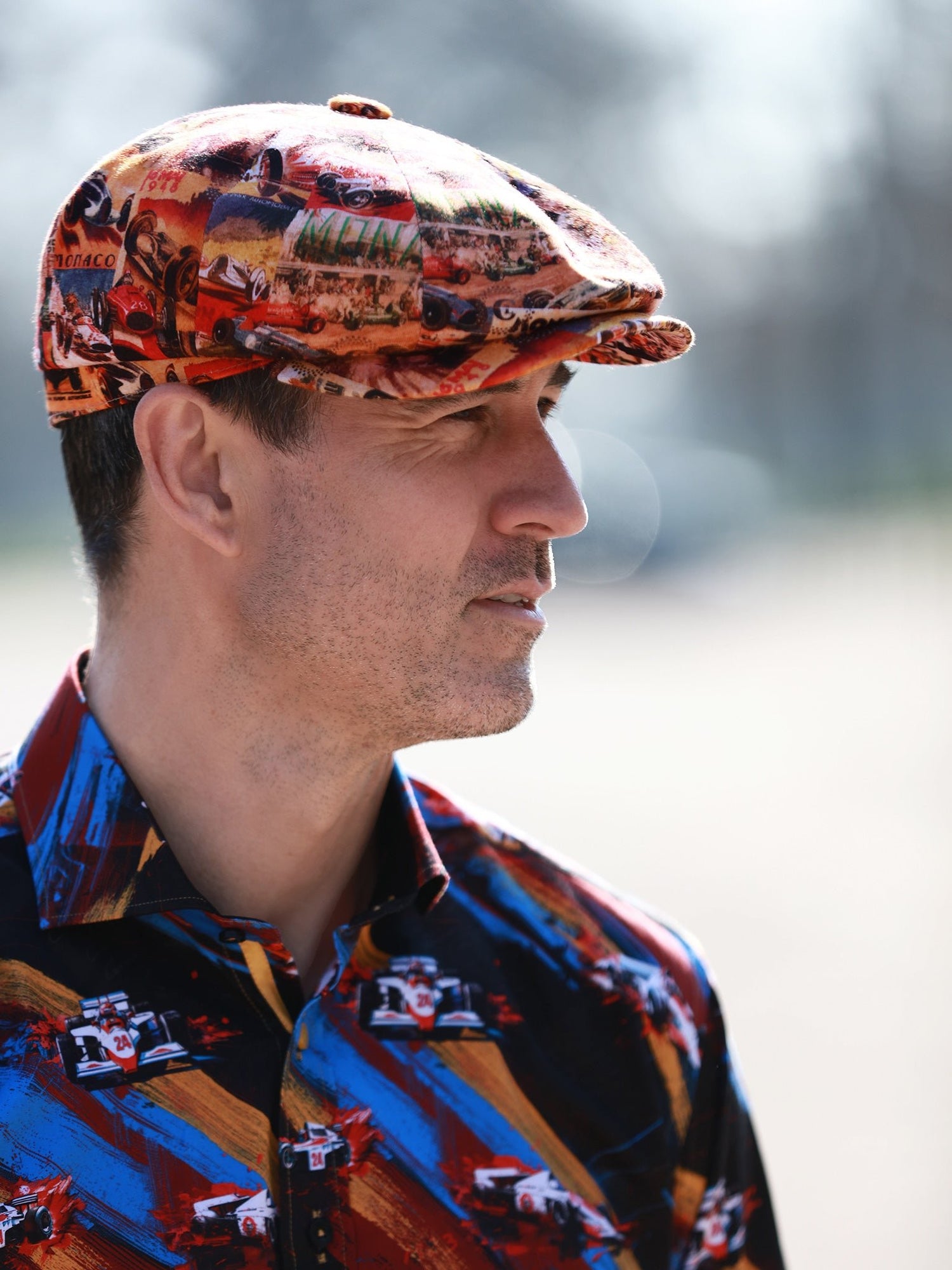 Monaco Beige Printed BUTTON - TOP Cap - Claudio Lugli Shirts