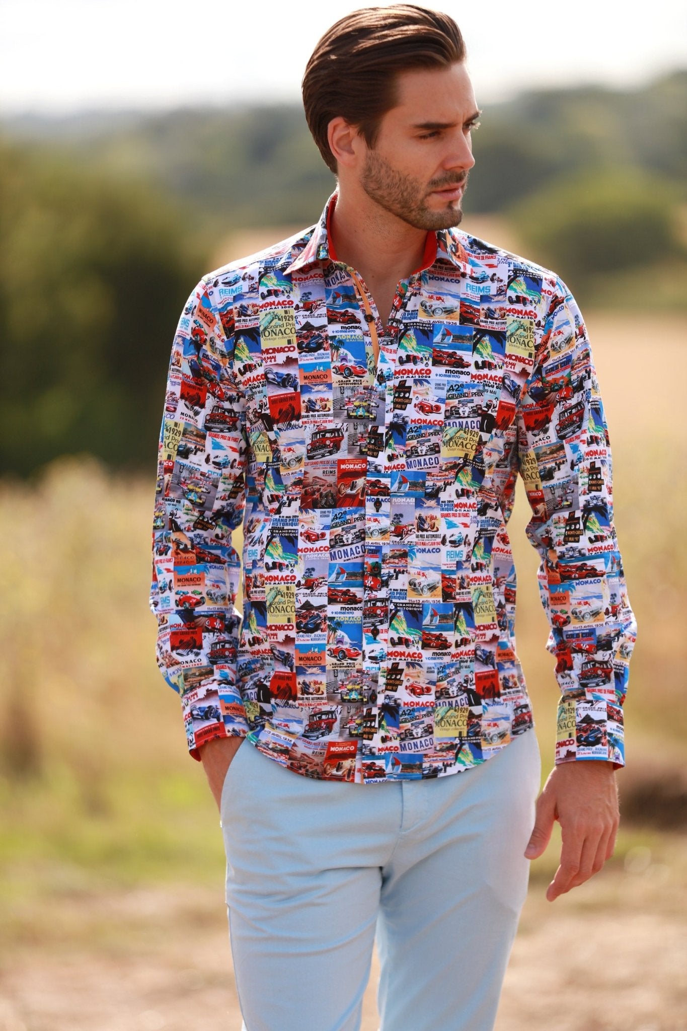 MONACO GRAND PRIX PRINT SHIRT – Premium Men's Patterned Shirt by Claudio Lugli | Bold Design, Tailored Fit, Best Printed Shirts