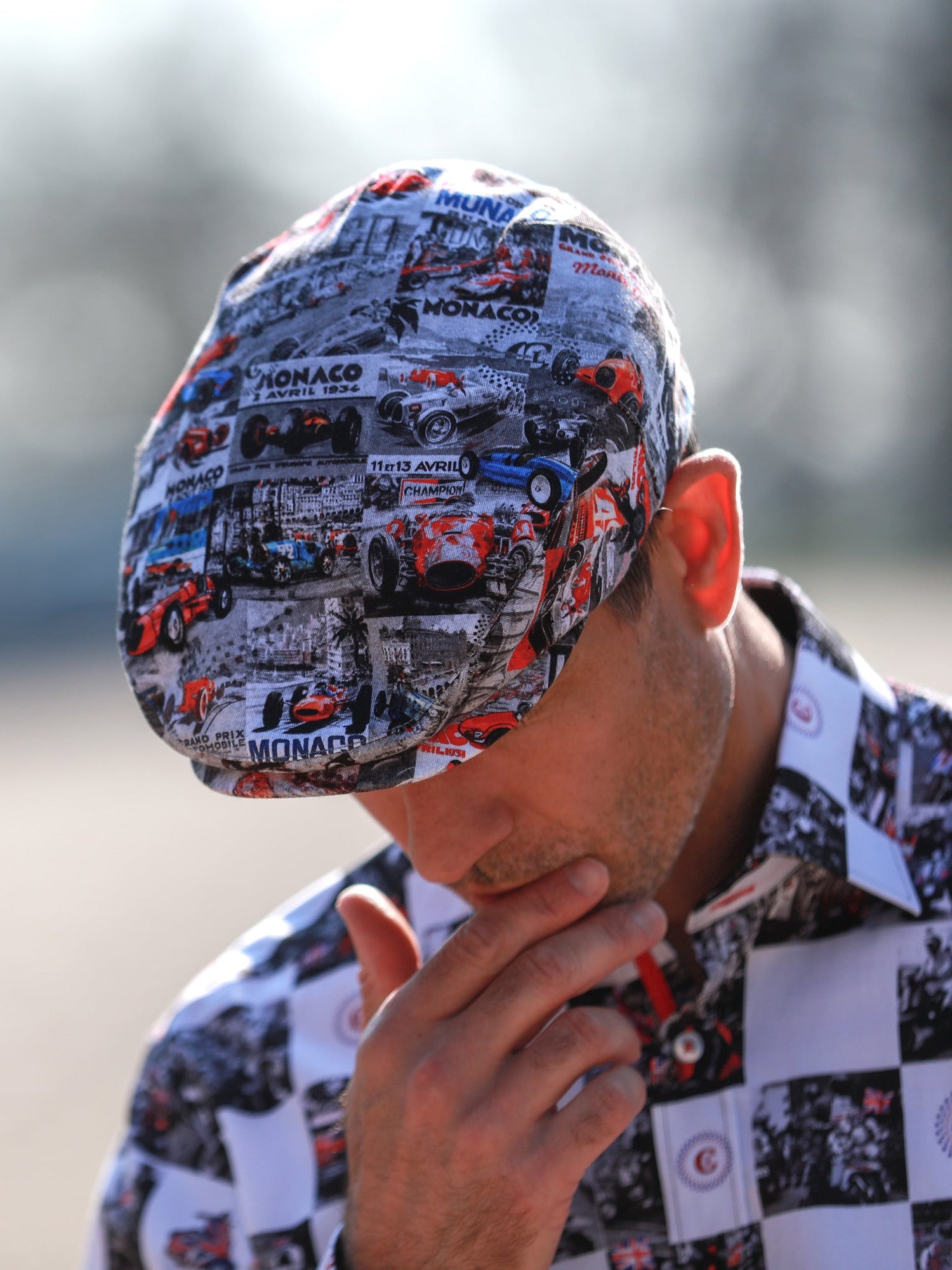 Monaco Grey Printed Flat Cap - Claudio Lugli Shirts