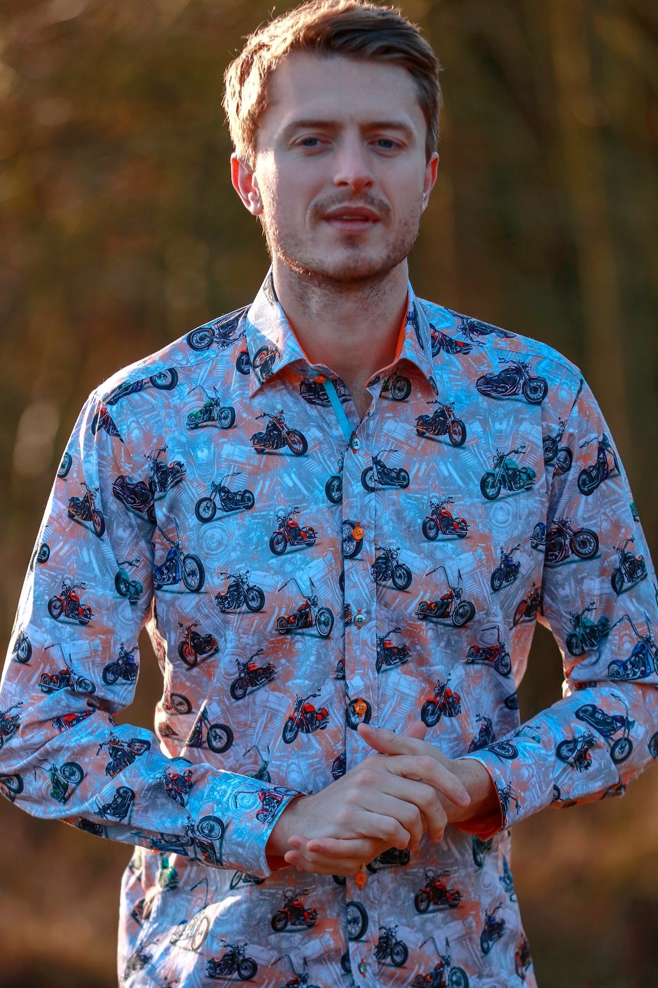 MOTORBIKE MULTI METAL WORKS PRINT SHIRT - Claudio Lugli Shirts