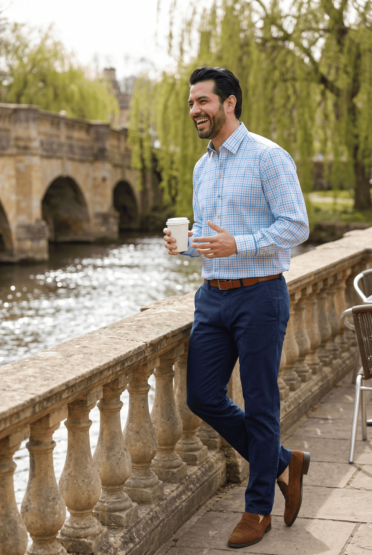 Multi Check Print Shirt - Sky - Claudio Lugli Shirts