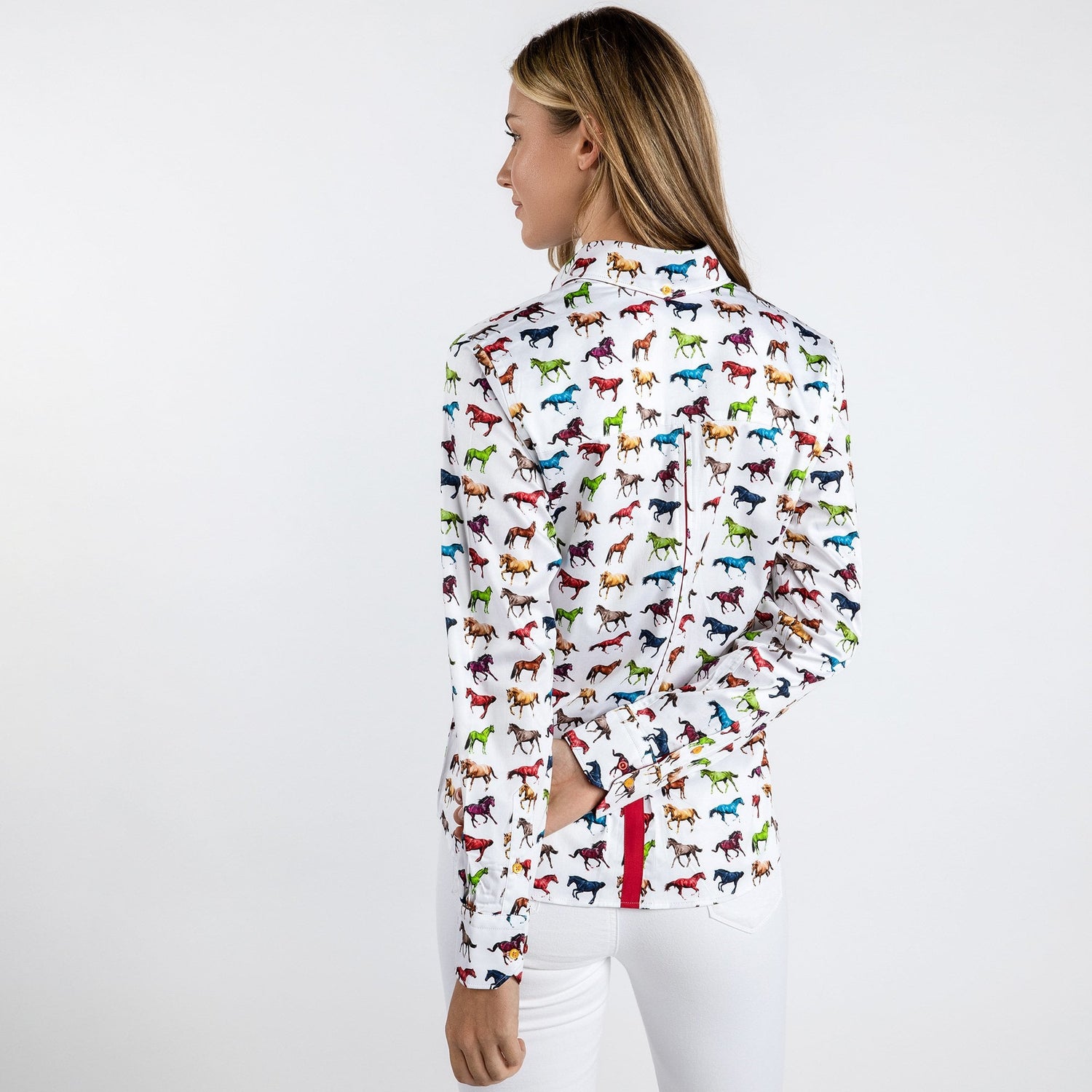MULTI COLOURED GALLOPING HORSES WOMENS PRINT SHIRT - Premium Men's Patterned Shirt by Claudio Lugli | Bold Design, Tailored Fit, Best Printed Shirts