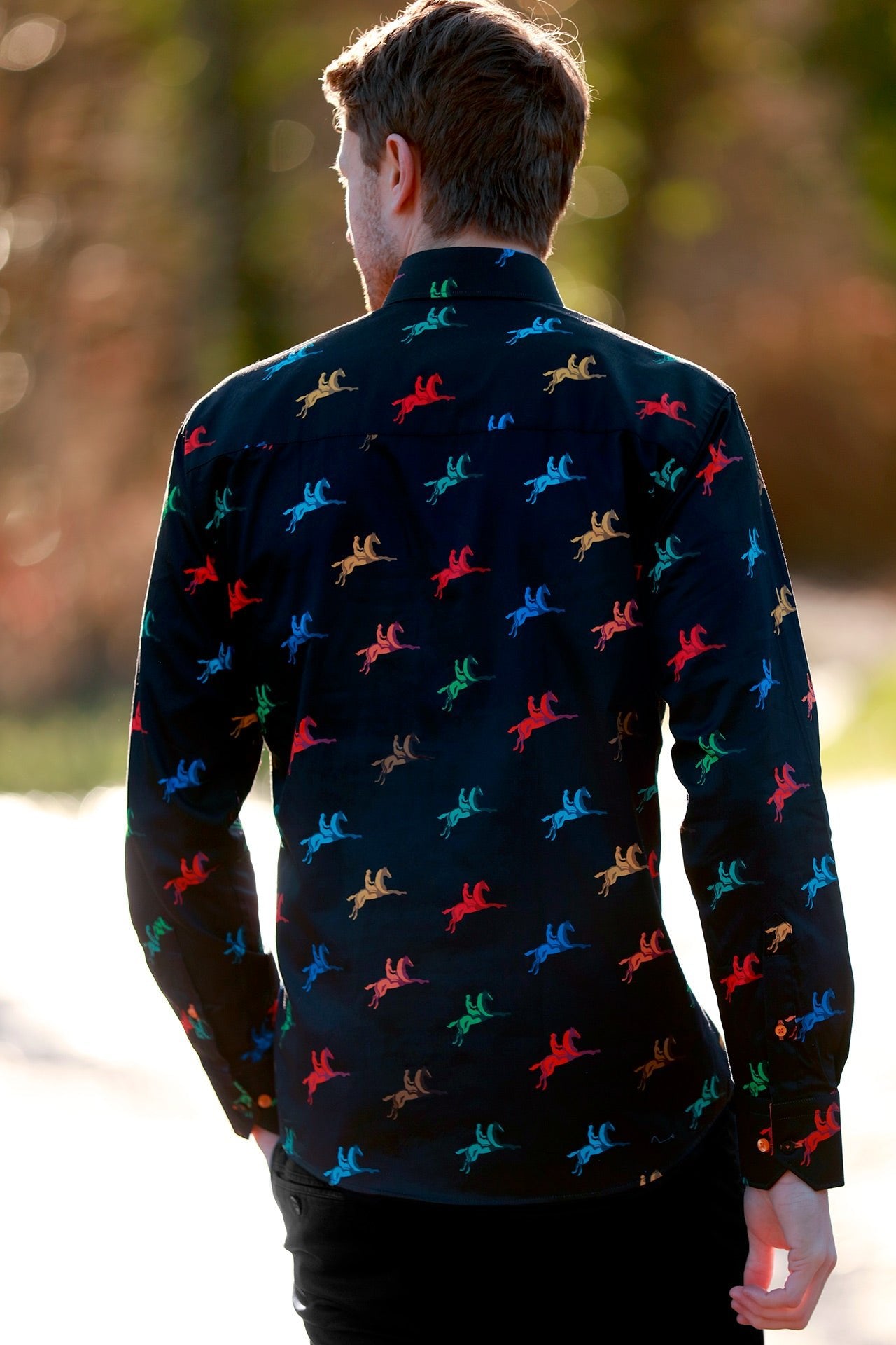 MULTI HORSE RIDER PRINT SHIRT - Premium Men's Patterned Shirt by Claudio Lugli | Bold Design, Tailored Fit, Best Printed Shirts