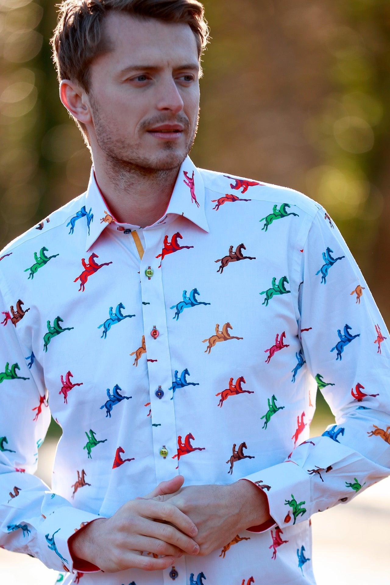 MULTI HORSE RIDER PRINT SHIRT - Premium Men's Patterned Shirt by Claudio Lugli | Bold Design, Tailored Fit, Best Printed Shirts