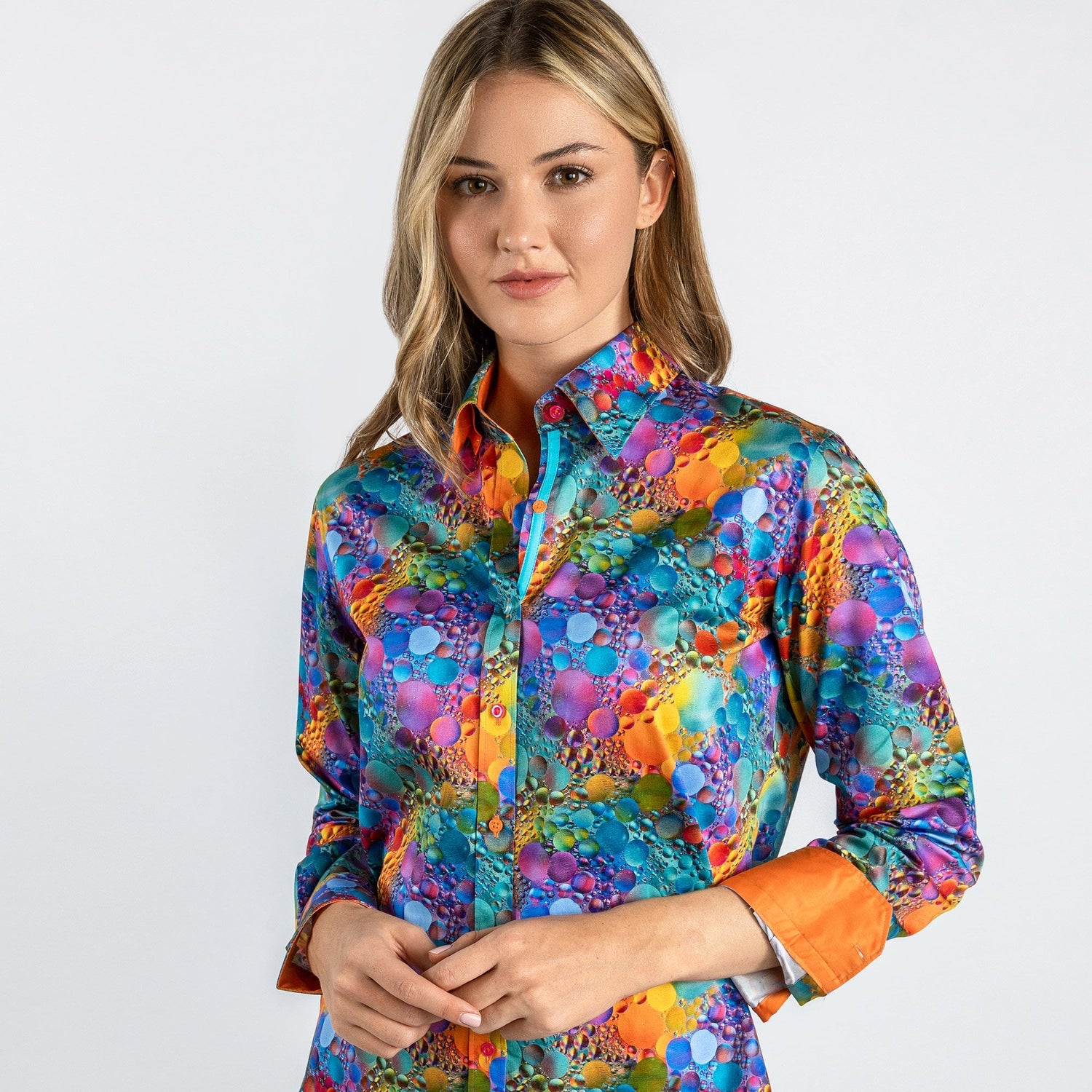 MULTICOLOUR BUBBLE WOMENS PRINT SHIRT - Premium Men's Patterned Shirt by Claudio Lugli | Bold Design, Tailored Fit, Best Printed Shirts