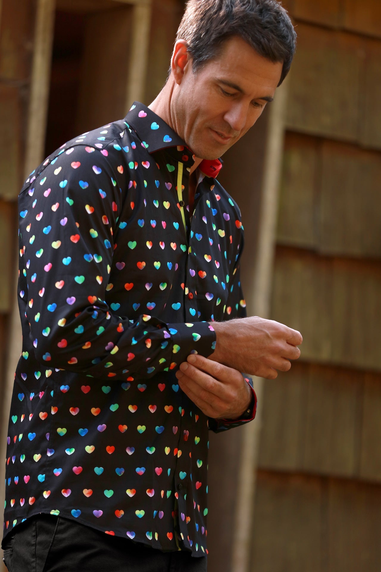 MULTICOLOUR HEARTS PRINT SHIRT - Premium Men's Patterned Shirt by Claudio Lugli | Bold Design, Tailored Fit, Best Printed Shirts