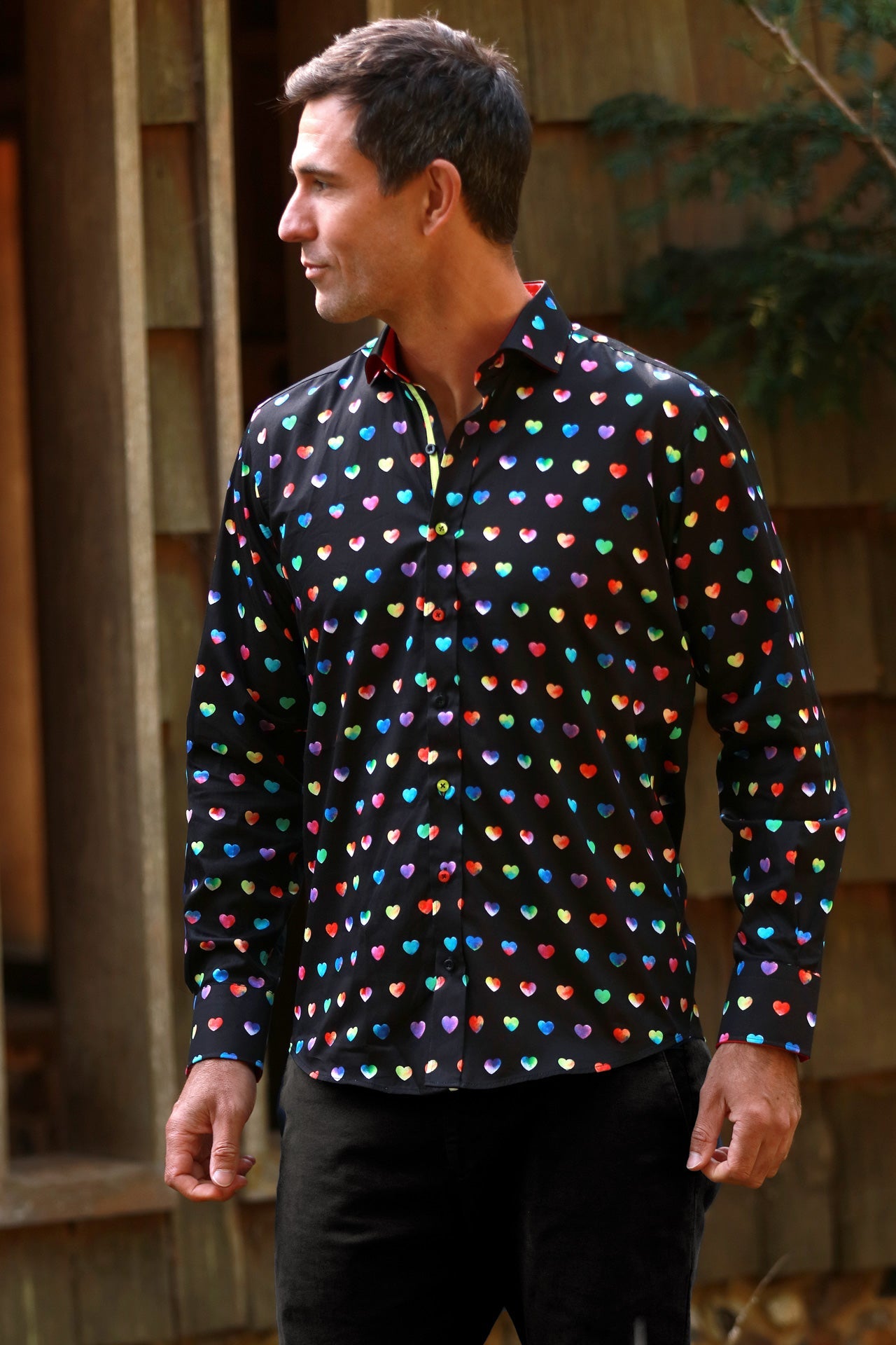 MULTICOLOUR HEARTS PRINT SHIRT - Premium Men's Patterned Shirt by Claudio Lugli | Bold Design, Tailored Fit, Best Printed Shirts