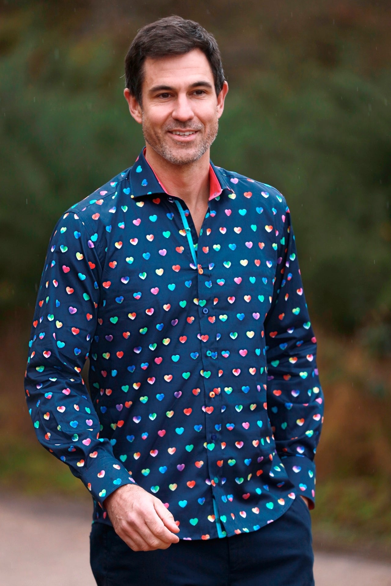 MULTICOLOUR HEARTS PRINT SHIRT - Premium Men's Patterned Shirt by Claudio Lugli | Bold Design, Tailored Fit, Best Printed Shirts