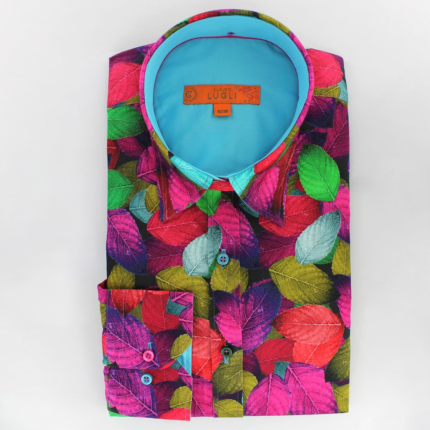 MULTICOLOUR LEAVES SHIRT WOMENS PRINT SHIRT - Premium Men's Patterned Shirt by Claudio Lugli | Bold Design, Tailored Fit, Best Printed Shirts