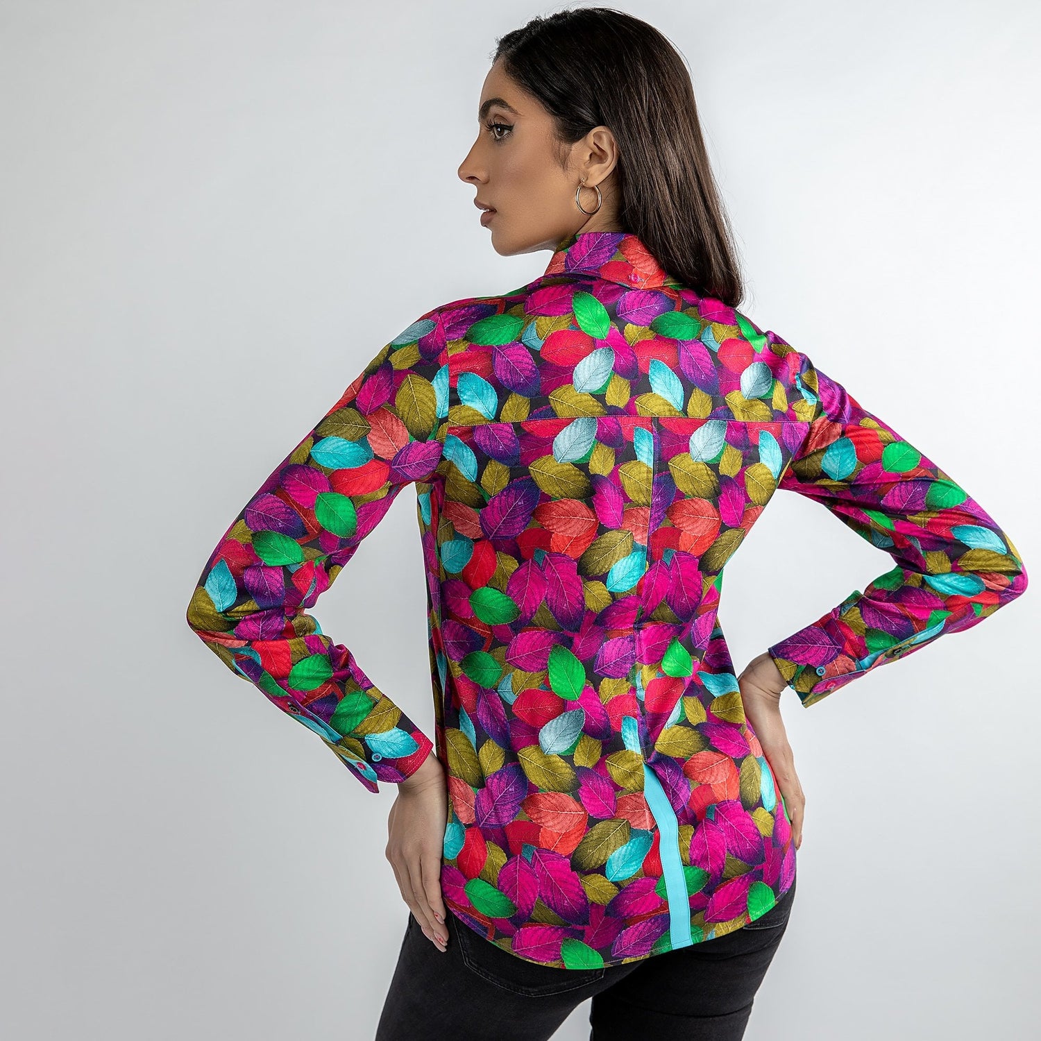 MULTICOLOUR LEAVES SHIRT WOMENS PRINT SHIRT - Premium Men's Patterned Shirt by Claudio Lugli | Bold Design, Tailored Fit, Best Printed Shirts