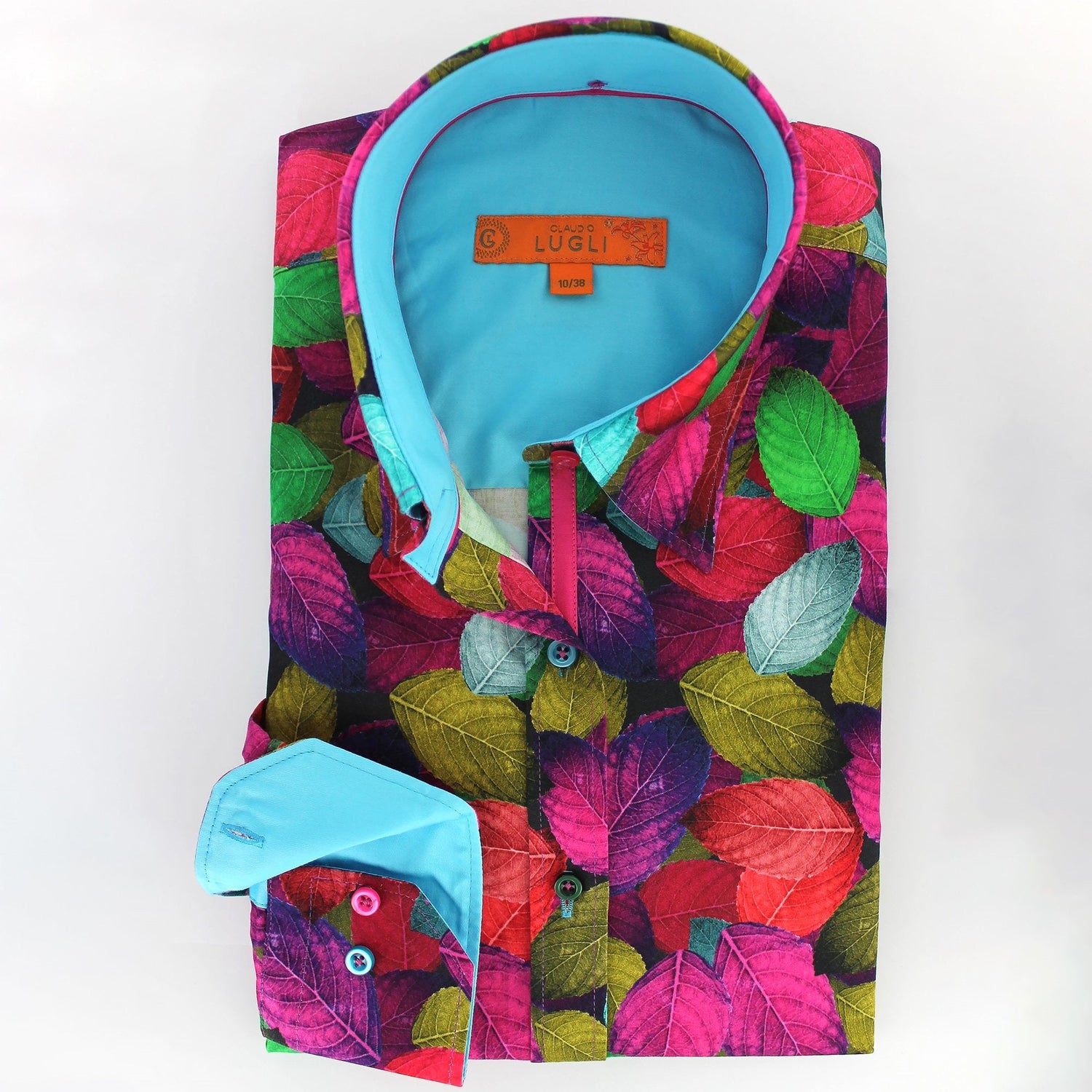 MULTICOLOUR LEAVES SHIRT WOMENS PRINT SHIRT - Premium Men's Patterned Shirt by Claudio Lugli | Bold Design, Tailored Fit, Best Printed Shirts