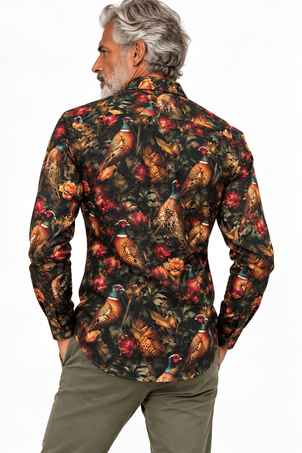 Multicolour Pheasant & Rose Print Shirt - Claudio Lugli Shirts