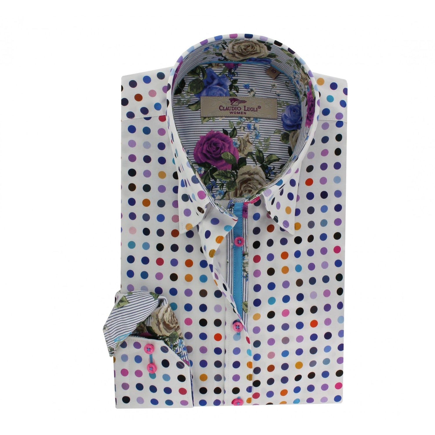 MULTICOLOUR POLKA DOT WOMENS PRINT SHIRT - Premium Men's Patterned Shirt by Claudio Lugli | Bold Design, Tailored Fit, Best Printed Shirts