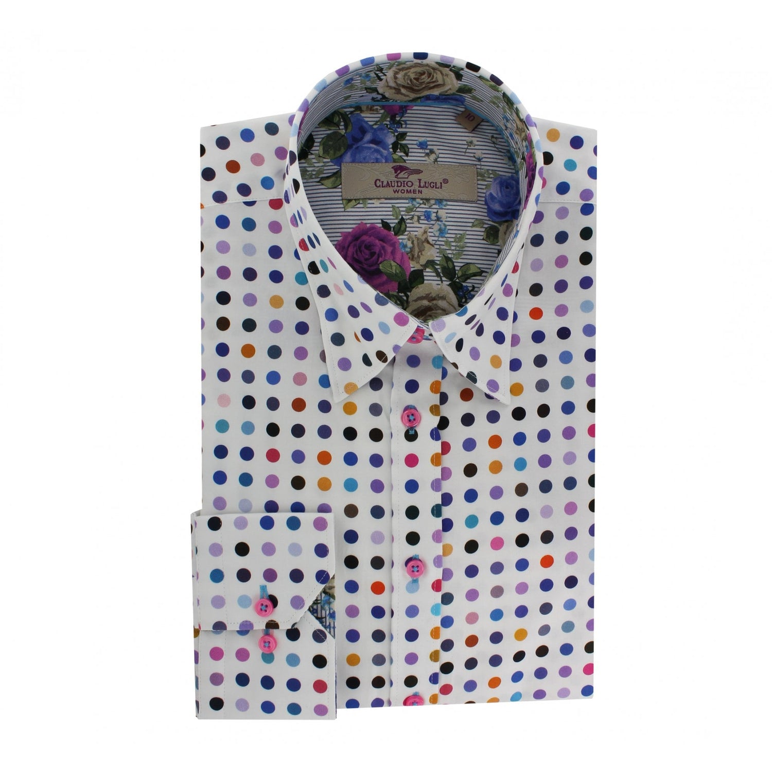 MULTICOLOUR POLKA DOT WOMENS PRINT SHIRT - Premium Men's Patterned Shirt by Claudio Lugli | Bold Design, Tailored Fit, Best Printed Shirts
