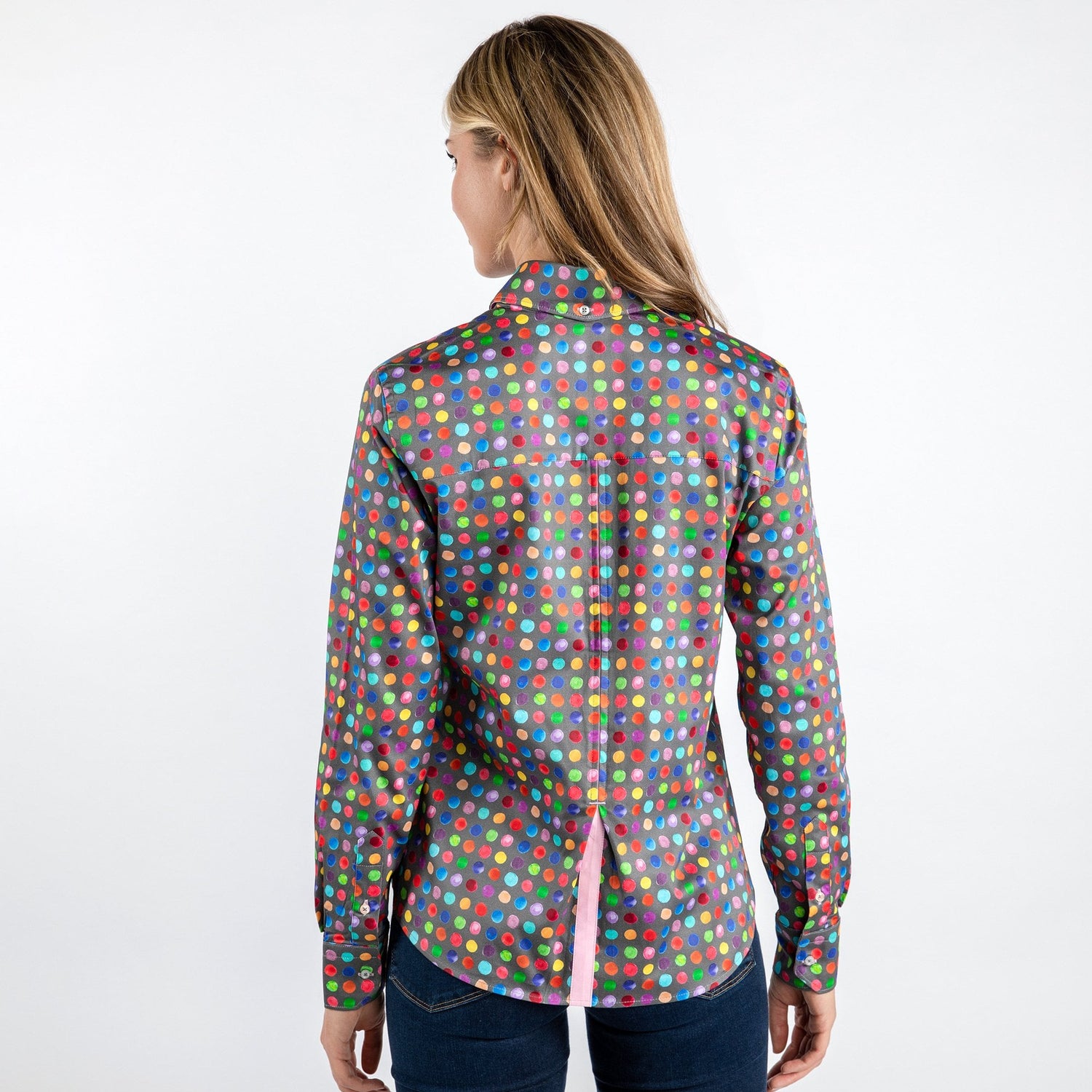 MULTICOLOUR SMALL POLKADOT WOMENS PRINT SHIRT - Premium Men's Patterned Shirt by Claudio Lugli | Bold Design, Tailored Fit, Best Printed Shirts