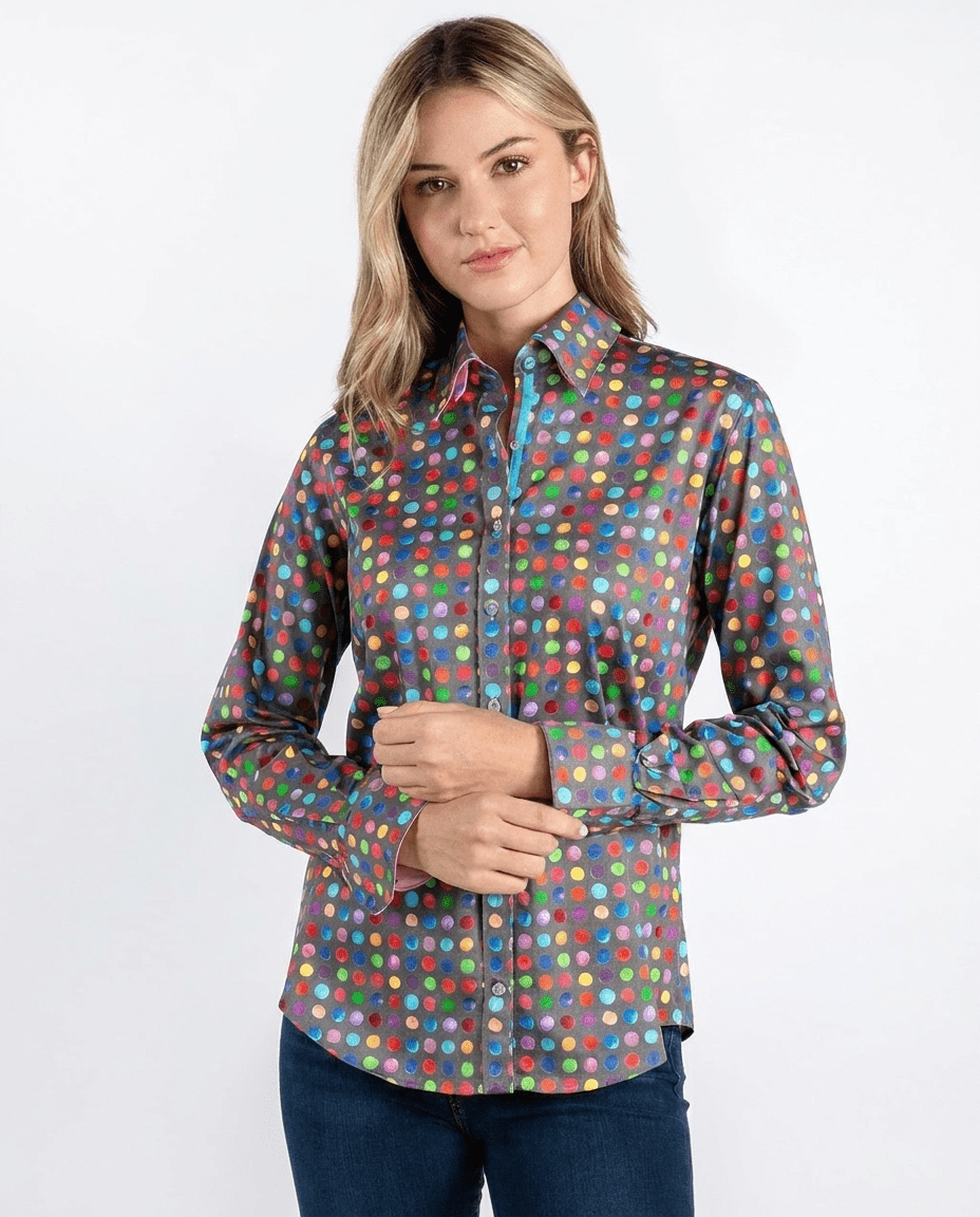 Multicolour Small Polkadot Womens Print Shirt - Claudio Lugli Shirts