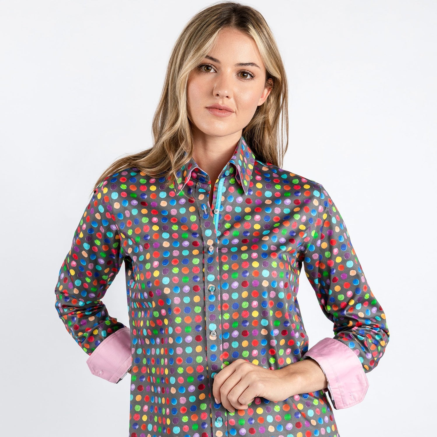 MULTICOLOUR SMALL POLKADOT WOMENS PRINT SHIRT - Premium Men's Patterned Shirt by Claudio Lugli | Bold Design, Tailored Fit, Best Printed Shirts