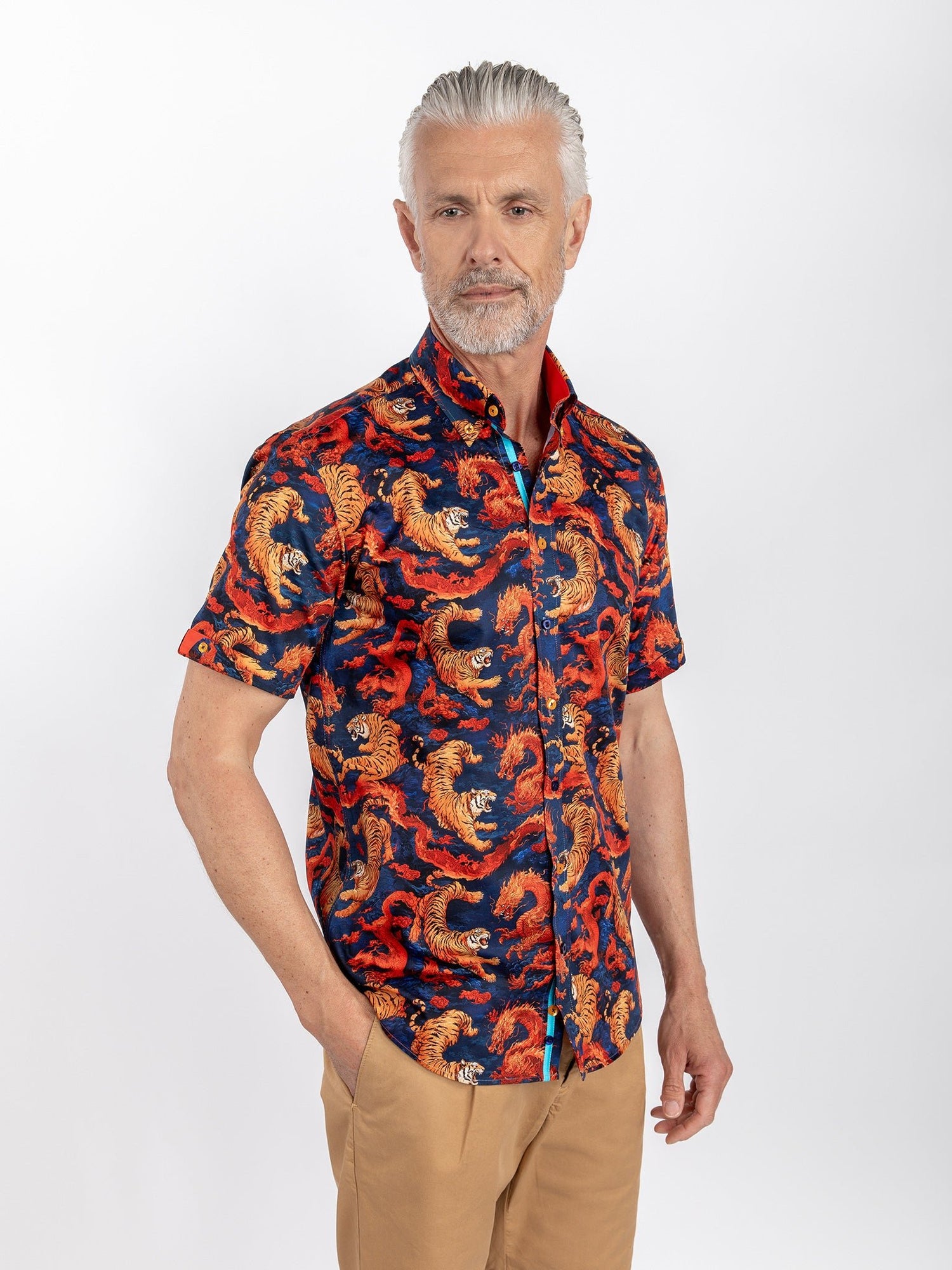 MYSTICALTIGER AND DRAGON PRINT SHORT SLEEVE SHIRT - Claudio Lugli Shirts