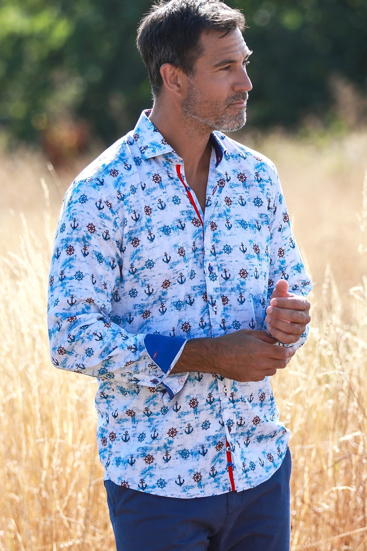 NAUTICAL TENCEL PRINT SHIRT - Claudio Lugli Shirts