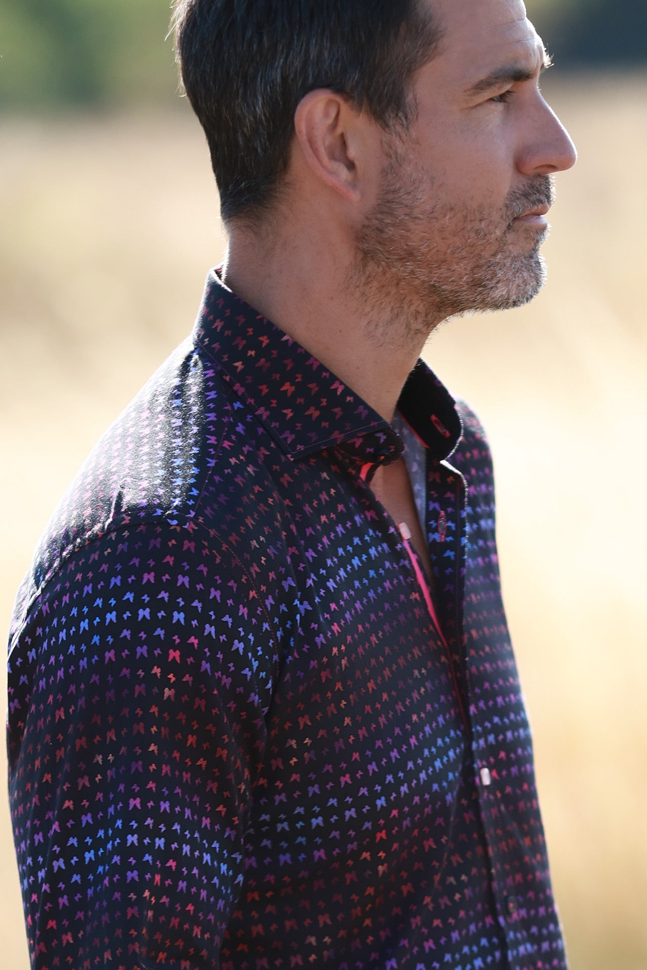 NEON BUTTERFLY TENCEL PRINT SHIRT - Claudio Lugli Shirts