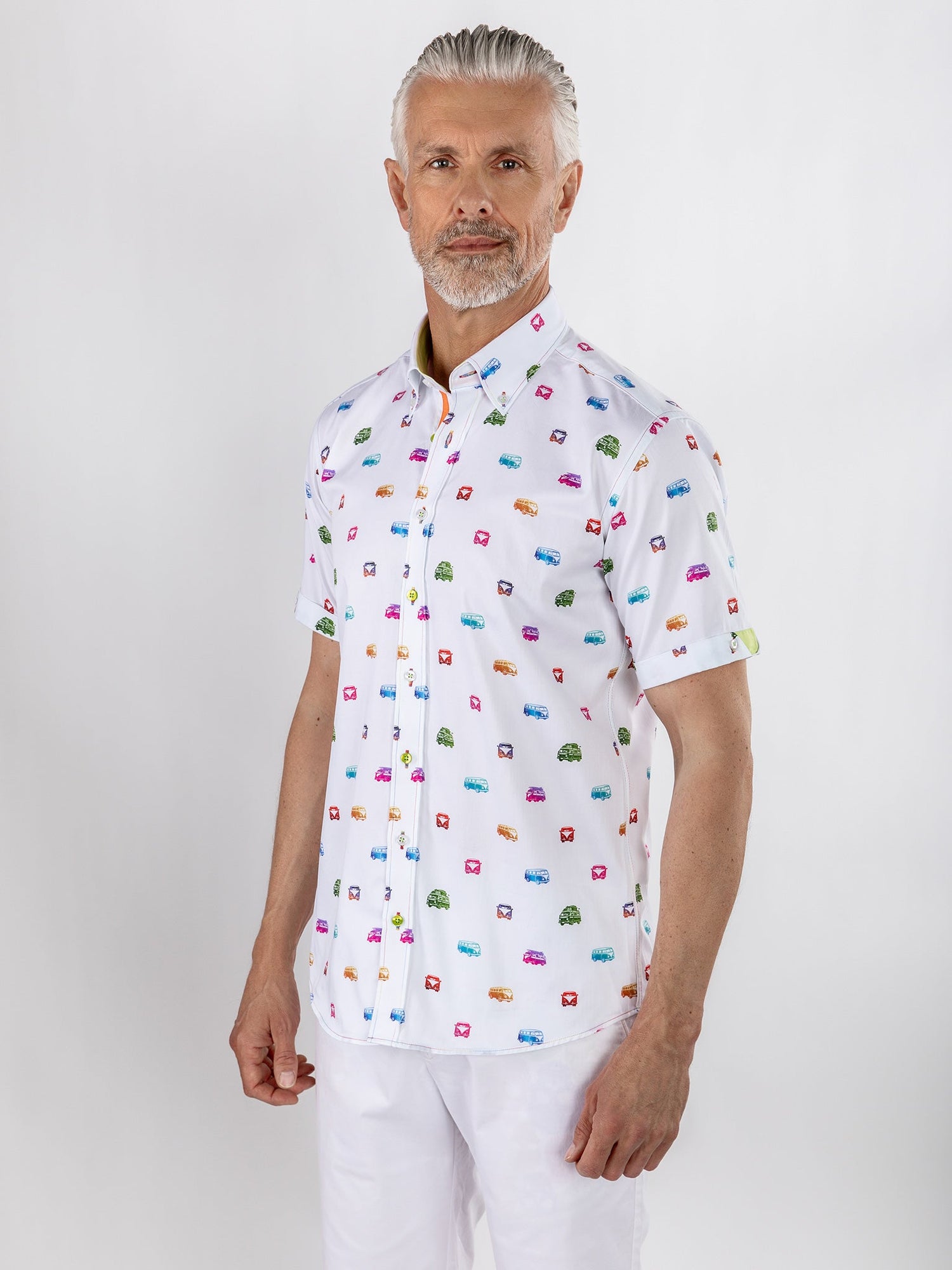 NEON MULTICOLOUR CAMPER VAN PRINTED SHORT SLEEVE - Claudio Lugli Shirts