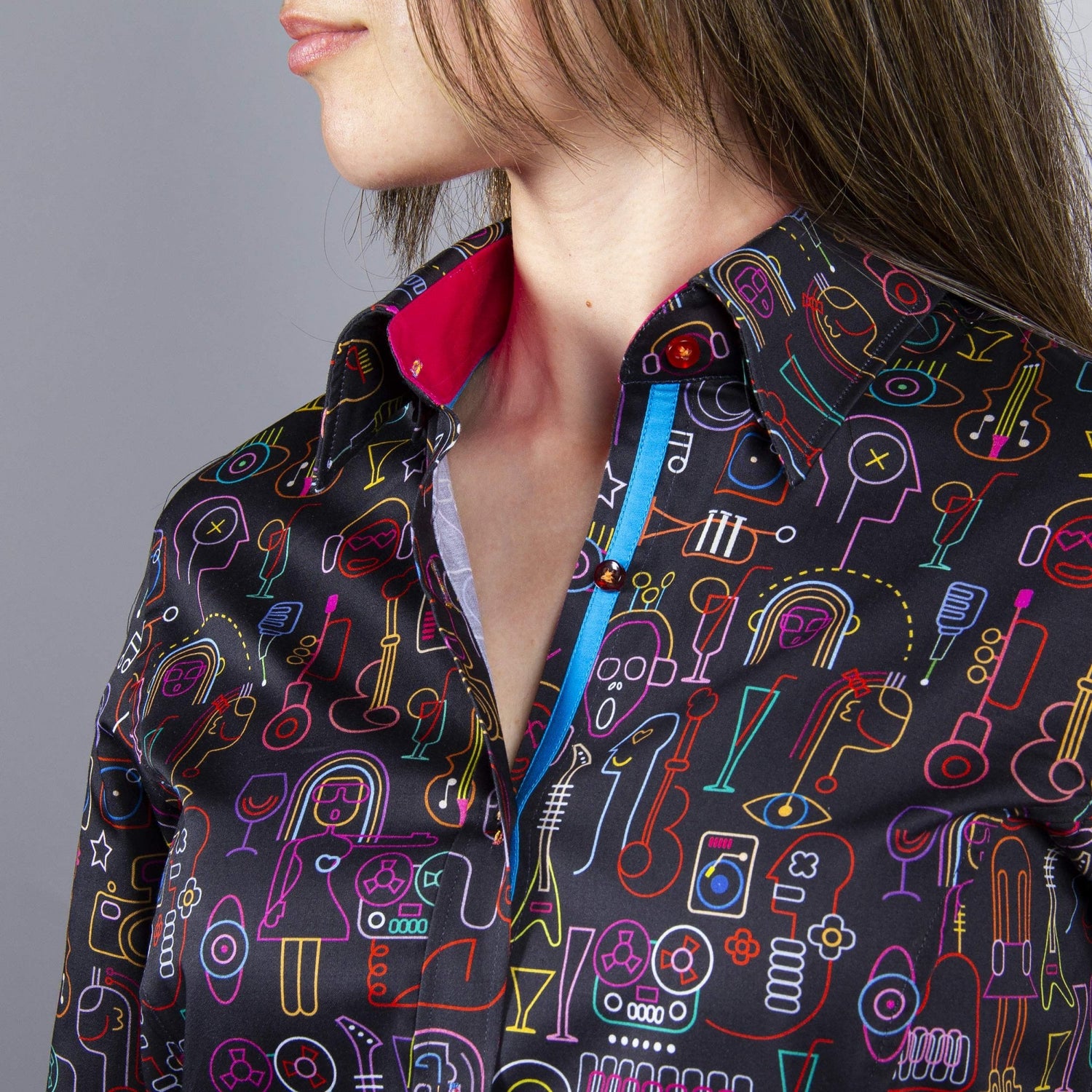 NEON PARTY PRINT WOMENS SHIRT – Premium Men's Patterned Shirt by Claudio Lugli | Bold Design, Tailored Fit, Best Printed Shirts