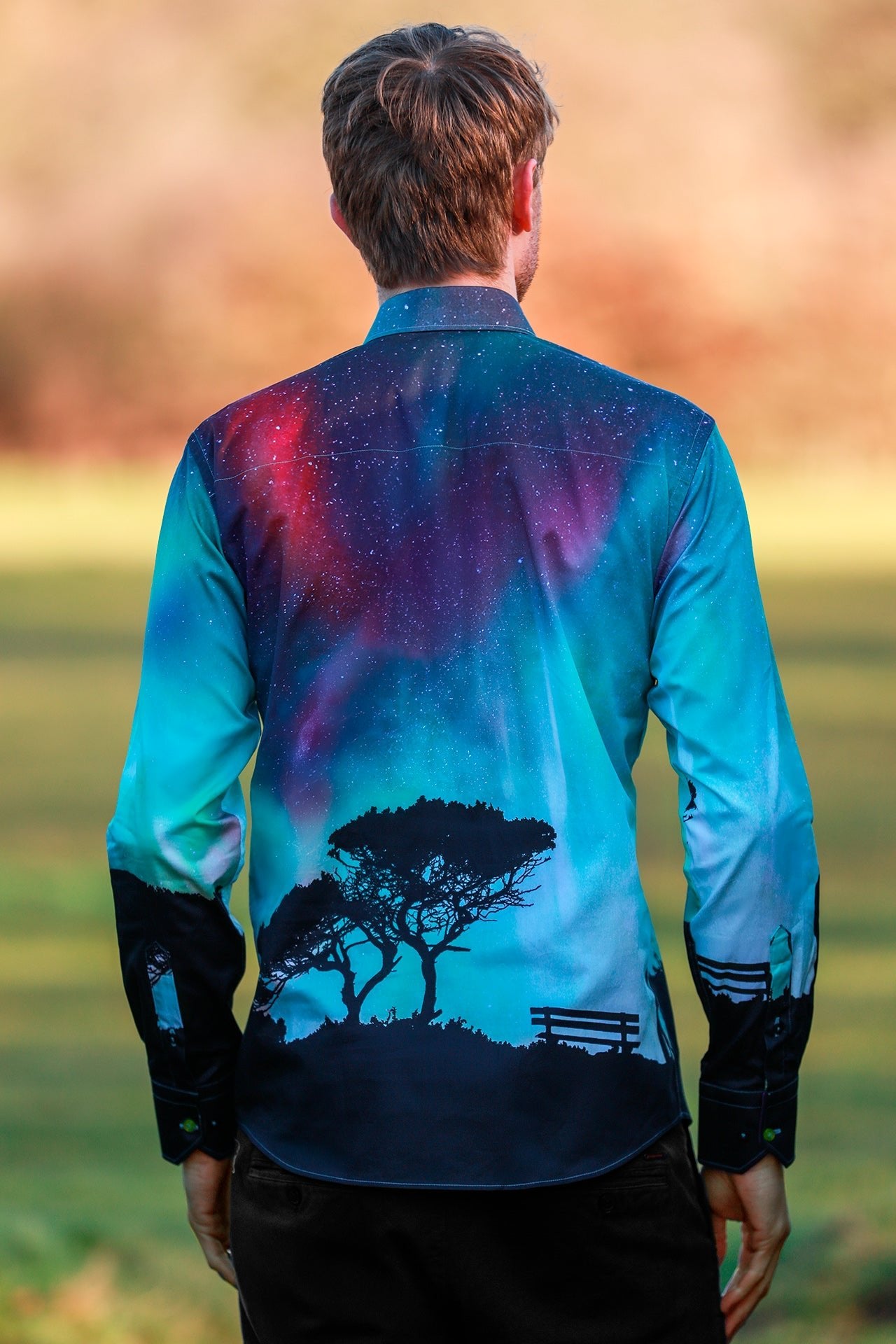 NORTHERN LIGHTS EVOLUTIONARY PLACEMENT PRINT SHIRT - Premium Men's Patterned Shirt by Claudio Lugli | Bold Design, Tailored Fit, Best Printed Shirts