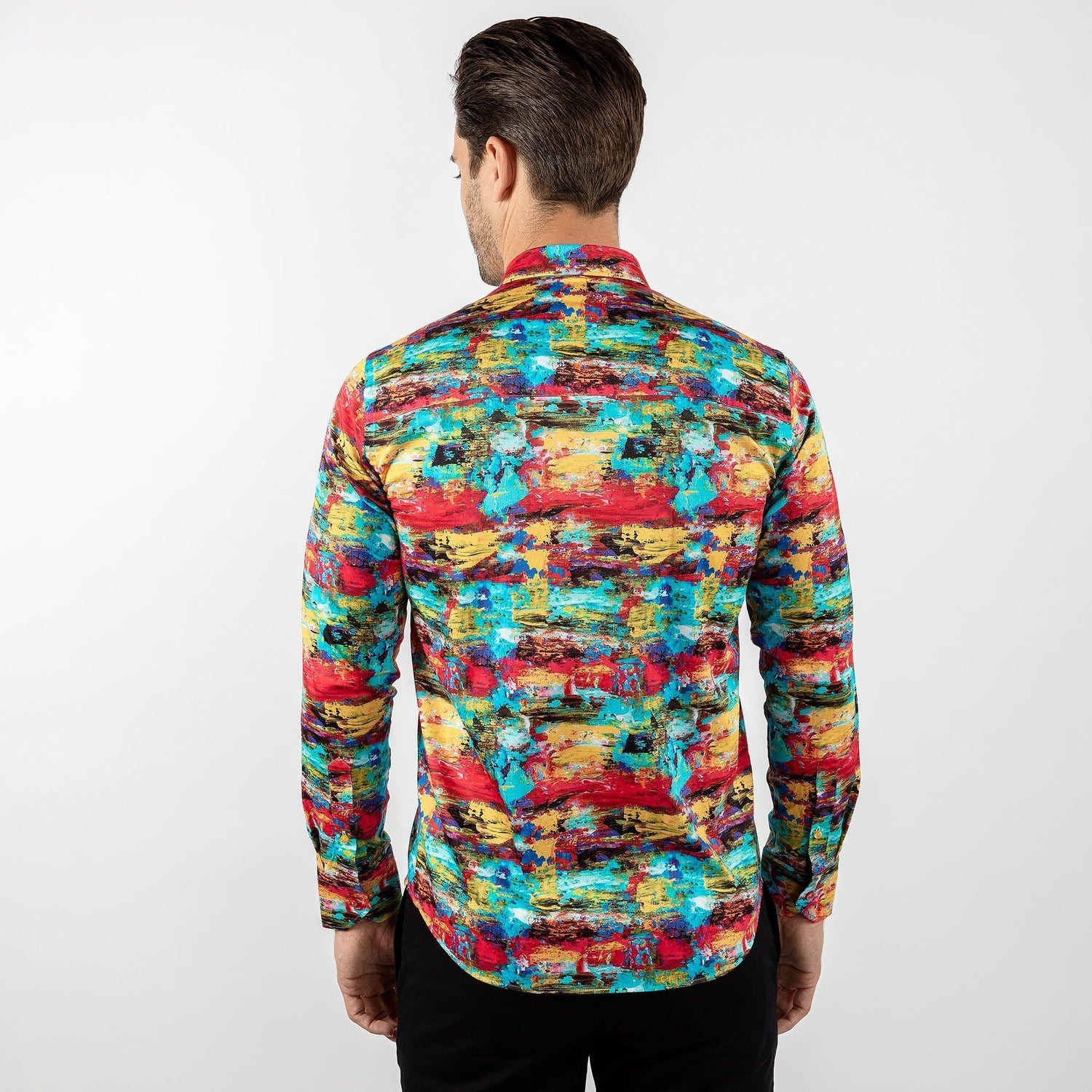 OIL PAINT BRUSH STROKES PRINT SHIRT – Premium Men's Patterned Shirt by Claudio Lugli | Bold Design, Tailored Fit, Best Printed Shirts