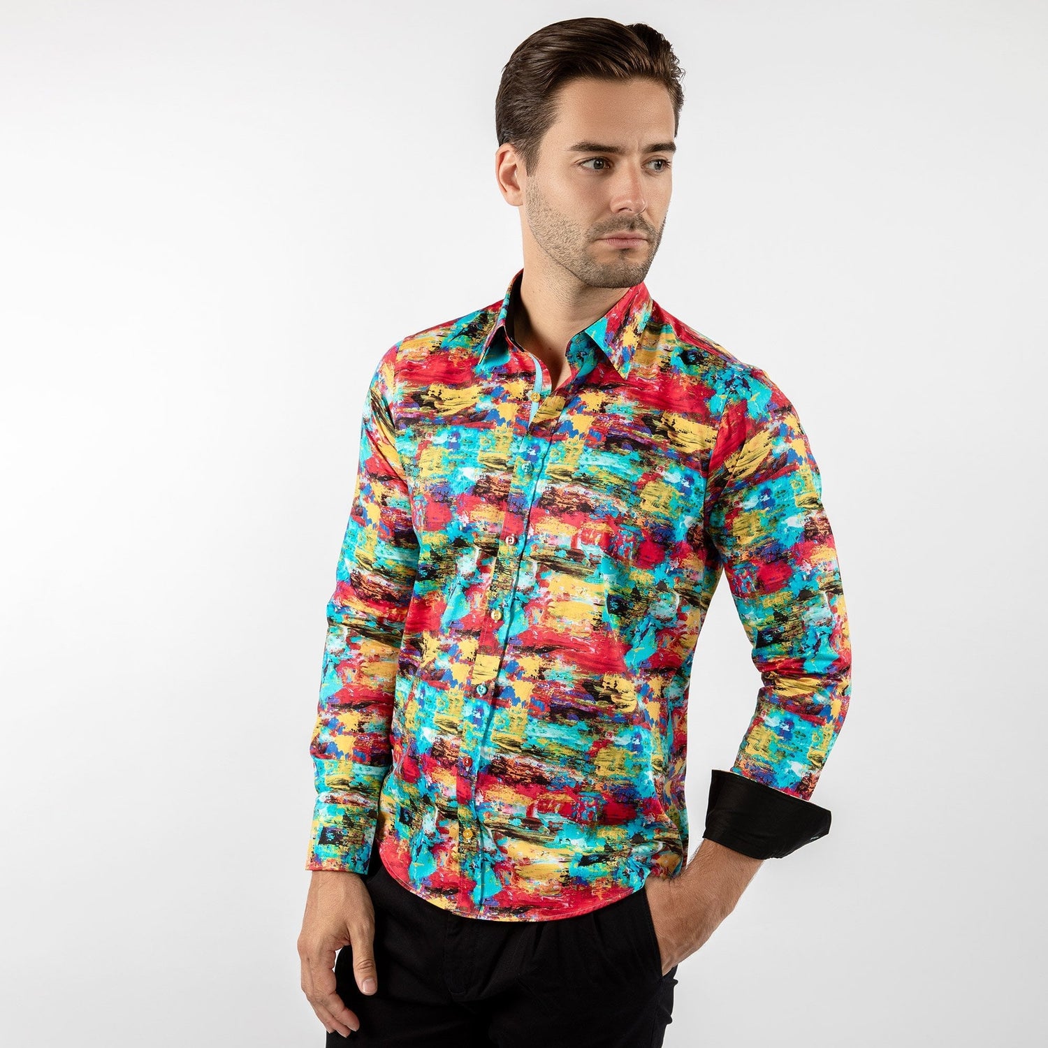 OIL PAINT BRUSH STROKES PRINT SHIRT – Premium Men's Patterned Shirt by Claudio Lugli | Bold Design, Tailored Fit, Best Printed Shirts