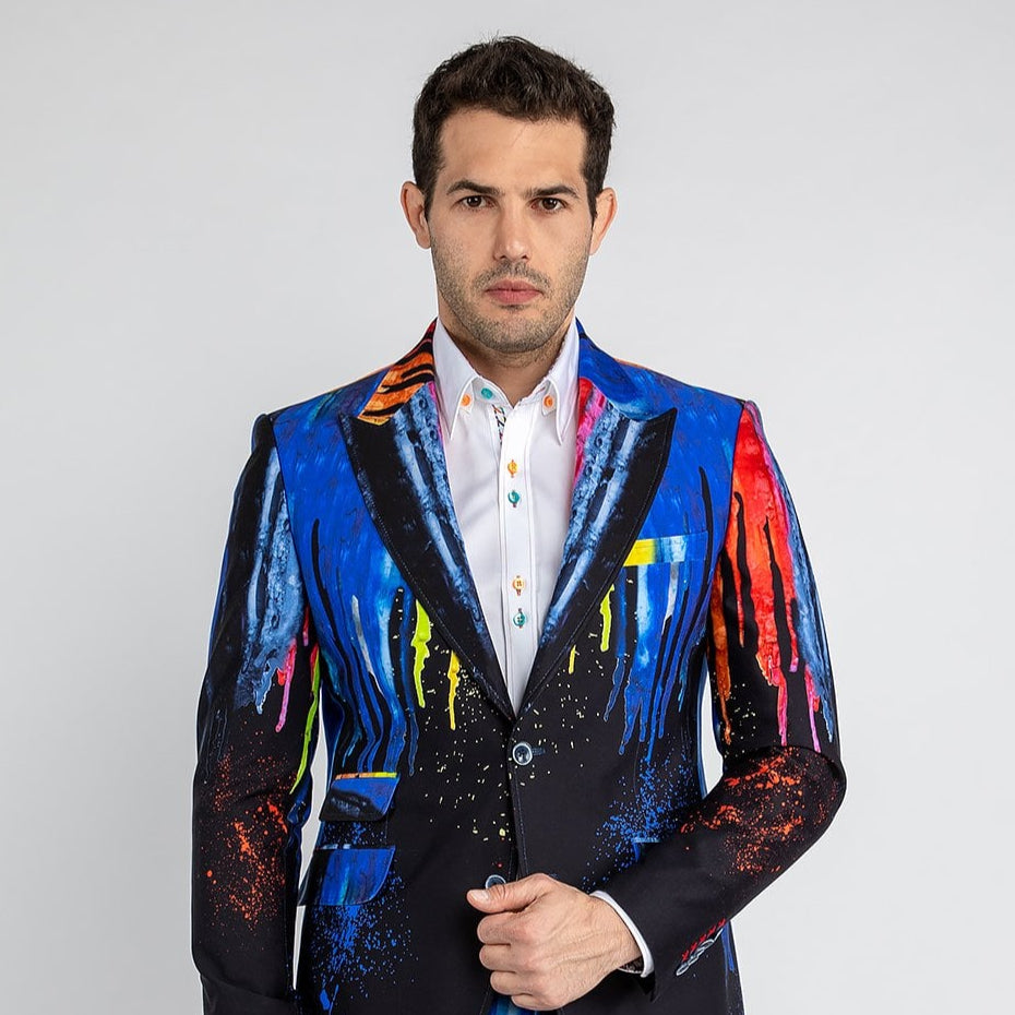 PAINT DRIP PRINTED JACKET – Premium Men's Patterned Shirt by Claudio Lugli | Bold Design, Tailored Fit, Best Printed Shirts