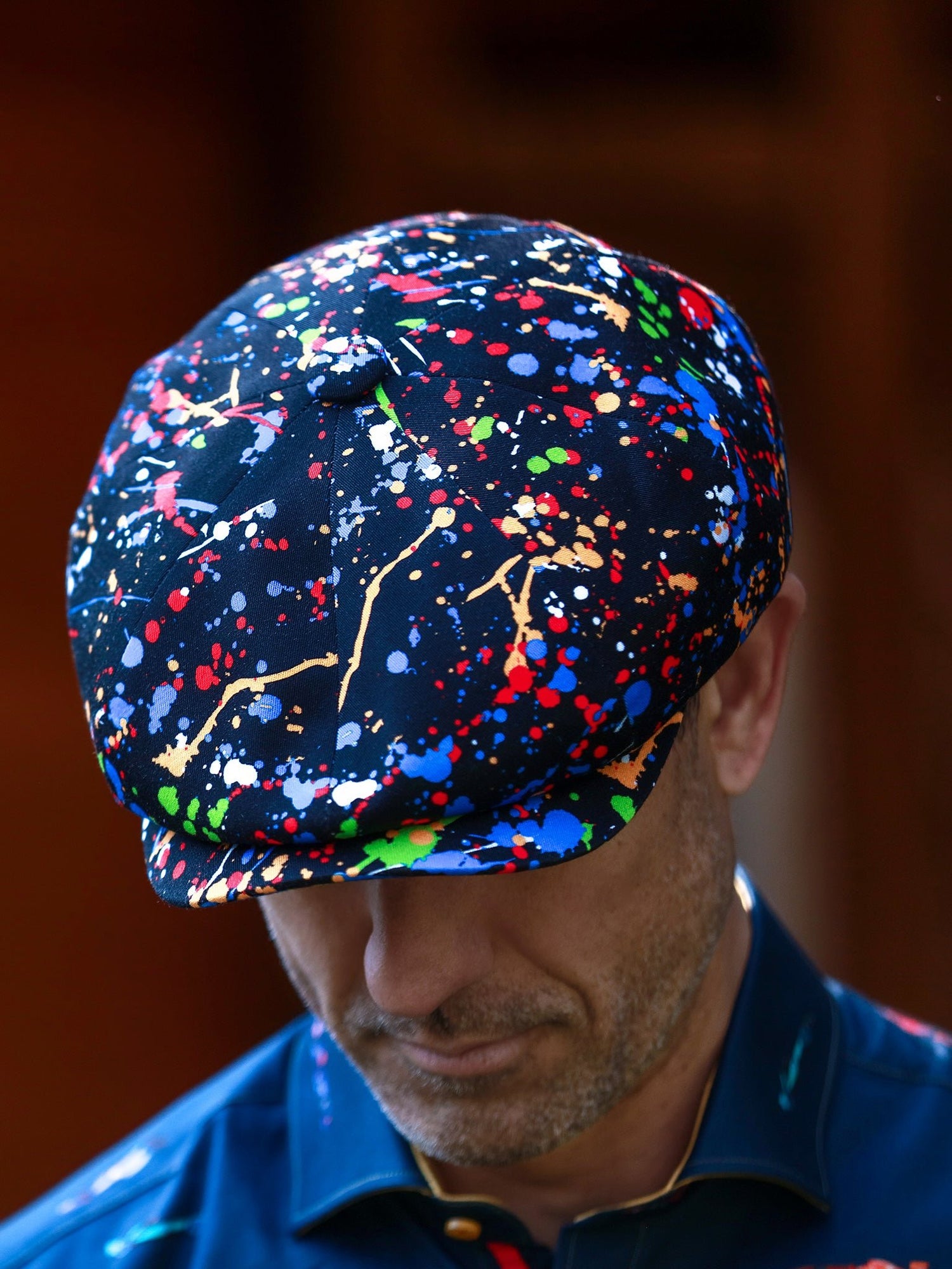 Paint Splash Black Printed BUTTON - TOP Cap - Claudio Lugli Shirts