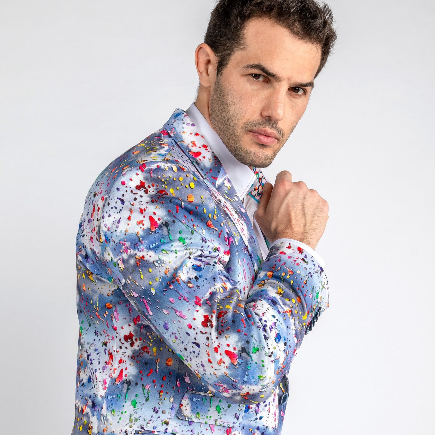 PAINT SPLASH CLOUDY SKY PRINTED 2 PIECE SUIT – Premium Men's Patterned Shirt by Claudio Lugli | Bold Design, Tailored Fit, Best Printed Shirts