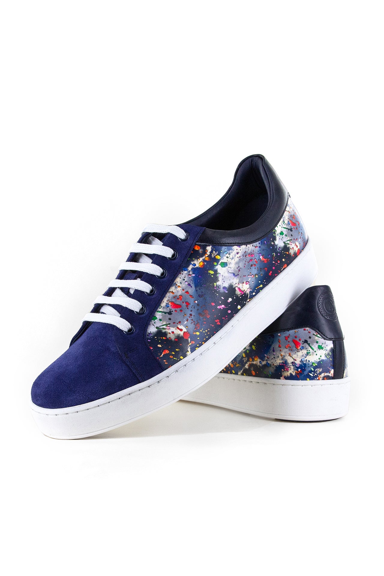 PAINT SPLASH PRINTED LEATHER AND SUEDE SNEAKERS - Premium Men's Patterned Shirt by Claudio Lugli | Bold Design, Tailored Fit, Best Printed Shirts