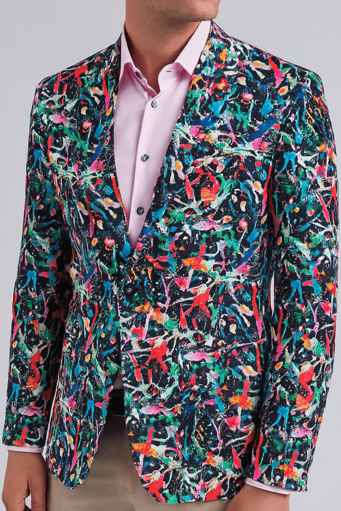 PAINT SPLATTER PRINT JACKET - Premium Men's Patterned Shirt by Claudio Lugli | Bold Design, Tailored Fit, Best Printed Shirts