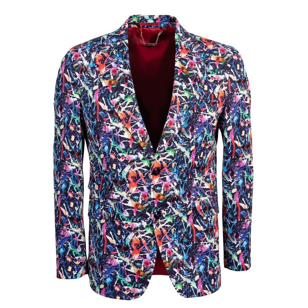 PAINT SPLATTER PRINT JACKET - Premium Men's Patterned Shirt by Claudio Lugli | Bold Design, Tailored Fit, Best Printed Shirts