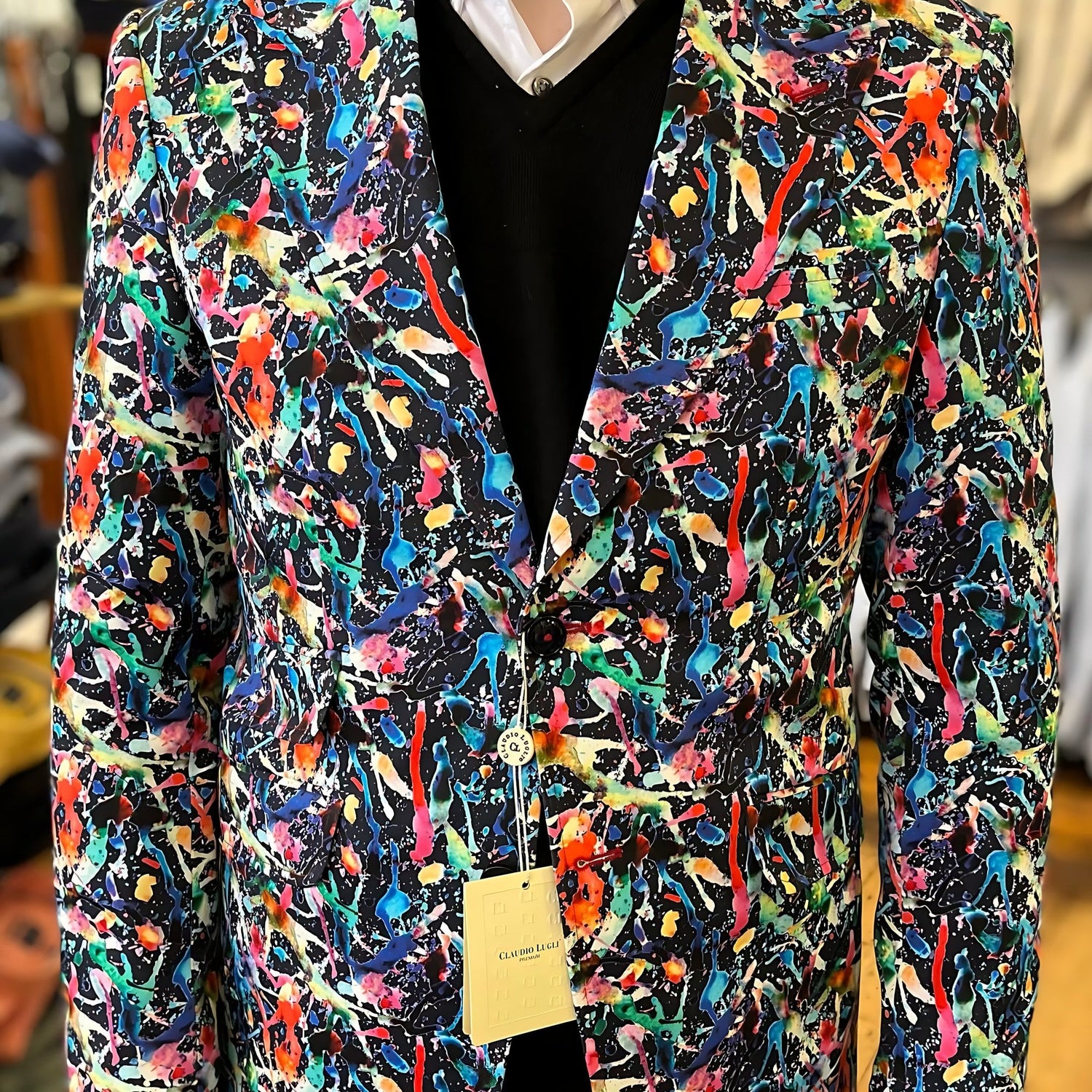 PAINT SPLATTER PRINT JACKET - Premium Men's Patterned Shirt by Claudio Lugli | Bold Design, Tailored Fit, Best Printed Shirts