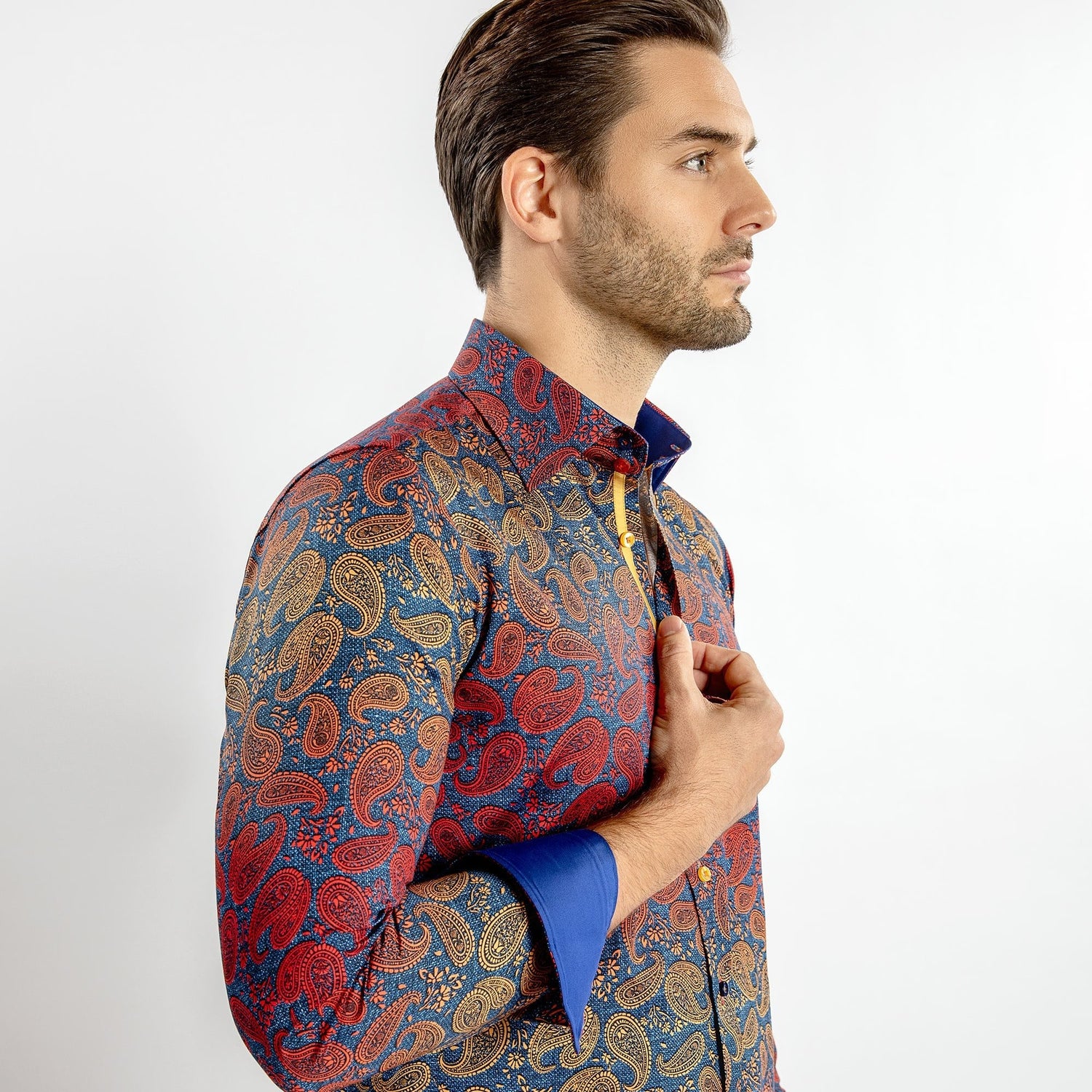 PAISLEY BLEND PLACEMENT PRINT SHIRT - Premium Men's Patterned Shirt by Claudio Lugli | Bold Design, Tailored Fit, Best Printed Shirts
