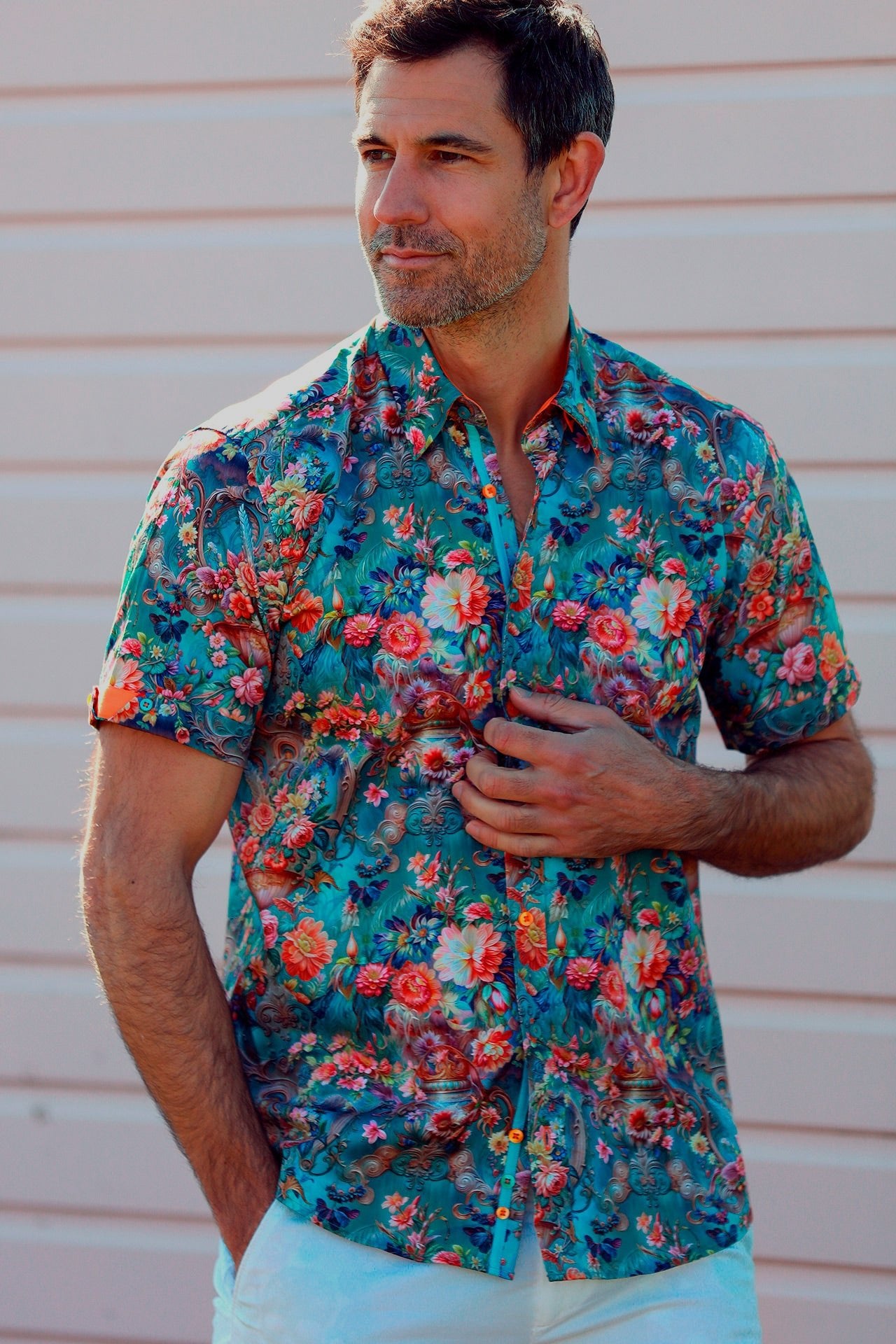 PARADISE FLOWER GARDEN SHORT SLEEVE PRINT SHIRT - Claudio Lugli Shirts