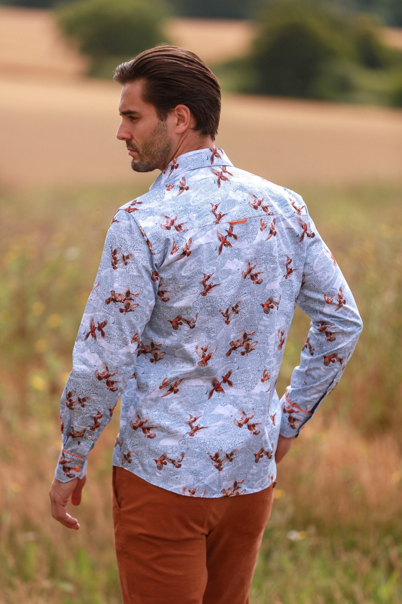 PARTRIDGES AND RIFLE DETAIL PRINT SHIRT - Premium Men's Patterned Shirt by Claudio Lugli | Bold Design, Tailored Fit, Best Printed Shirts