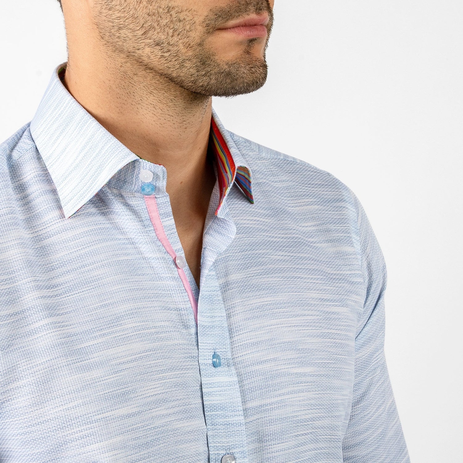 PASTEL KNITTED COTTON CLASSIC SHIRT - Premium Men's Patterned Shirt by Claudio Lugli | Bold Design, Tailored Fit, Best Printed Shirts