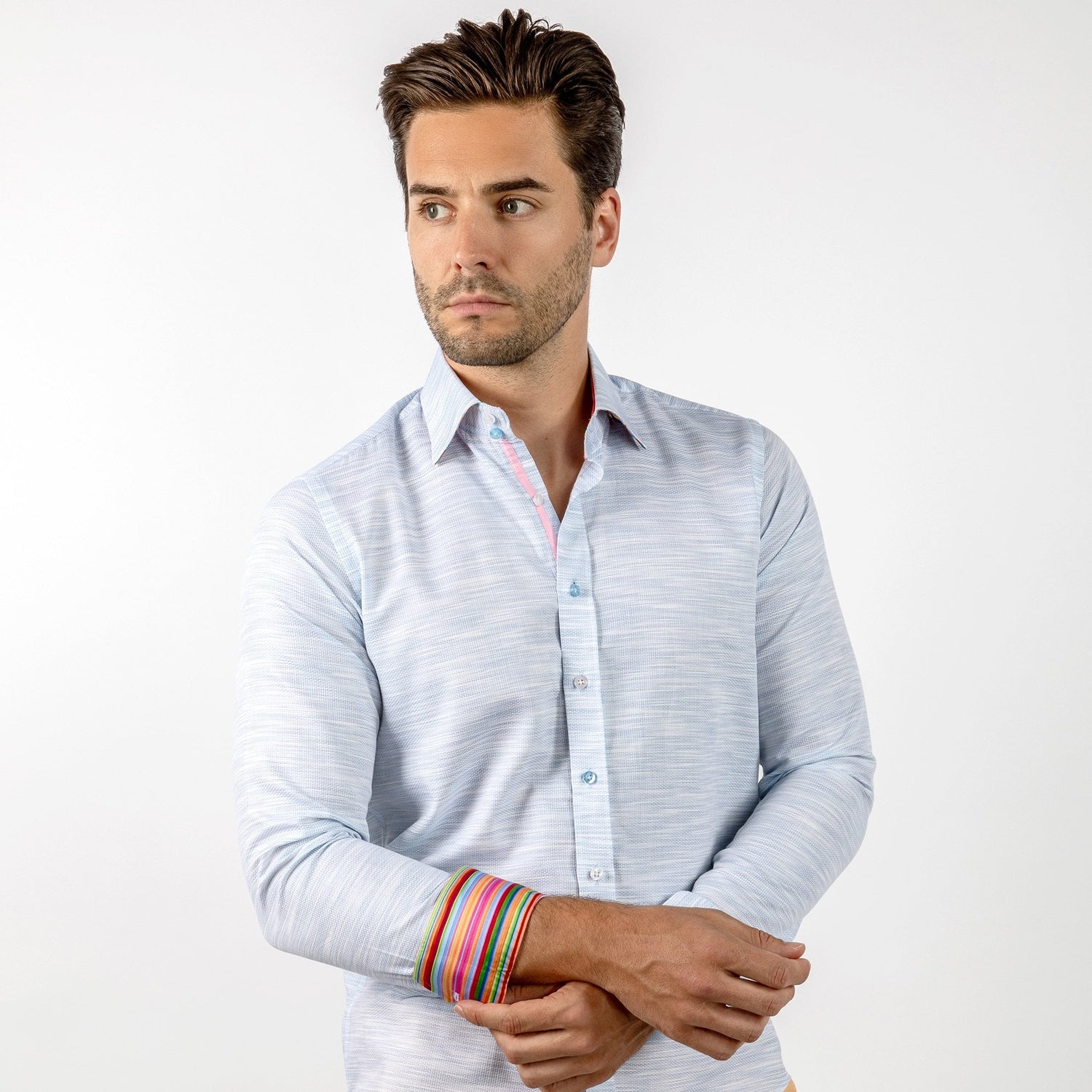 PASTEL KNITTED COTTON CLASSIC SHIRT - Premium Men's Patterned Shirt by Claudio Lugli | Bold Design, Tailored Fit, Best Printed Shirts