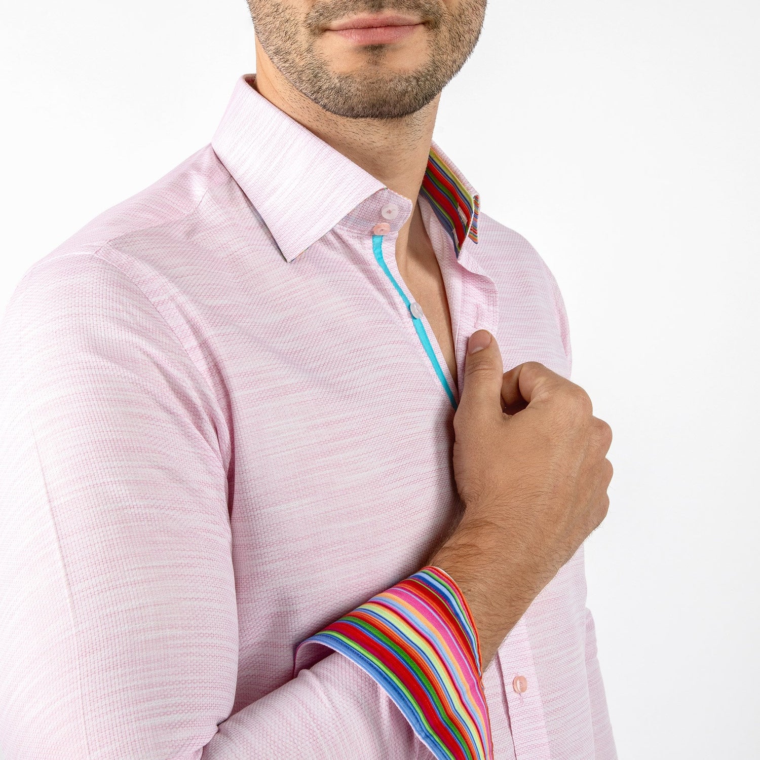 PASTEL KNITTED COTTON CLASSIC SHIRT - Premium Men's Patterned Shirt by Claudio Lugli | Bold Design, Tailored Fit, Best Printed Shirts