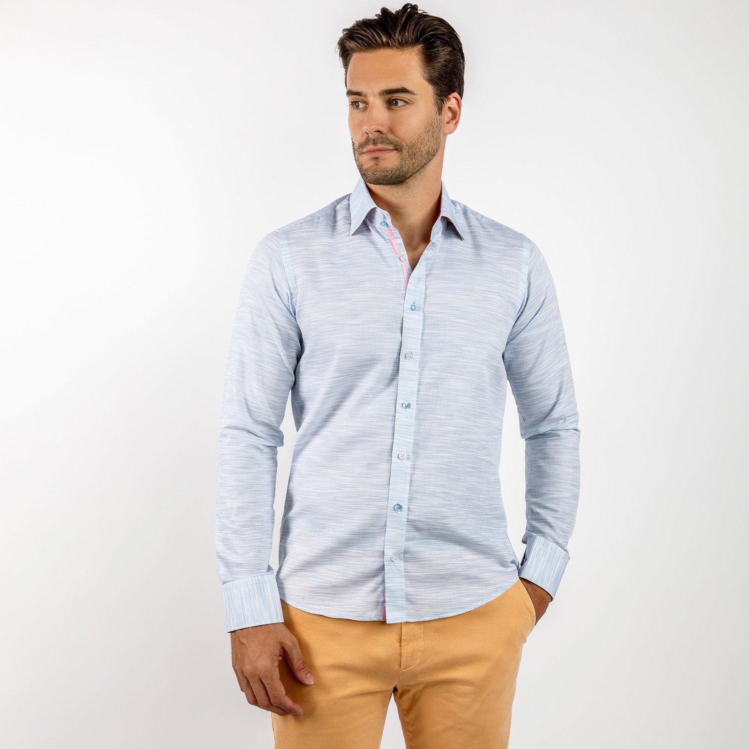PASTEL KNITTED COTTON CLASSIC SHIRT - Premium Men's Patterned Shirt by Claudio Lugli | Bold Design, Tailored Fit, Best Printed Shirts