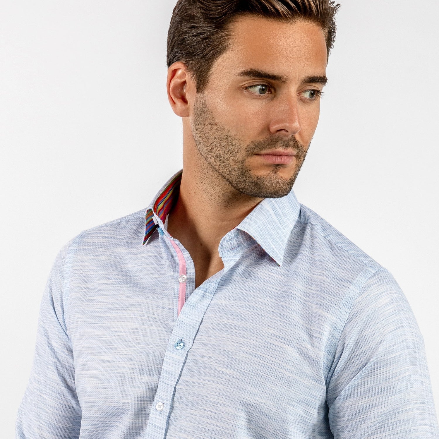 PASTEL KNITTED COTTON CLASSIC SHIRT - Premium Men's Patterned Shirt by Claudio Lugli | Bold Design, Tailored Fit, Best Printed Shirts