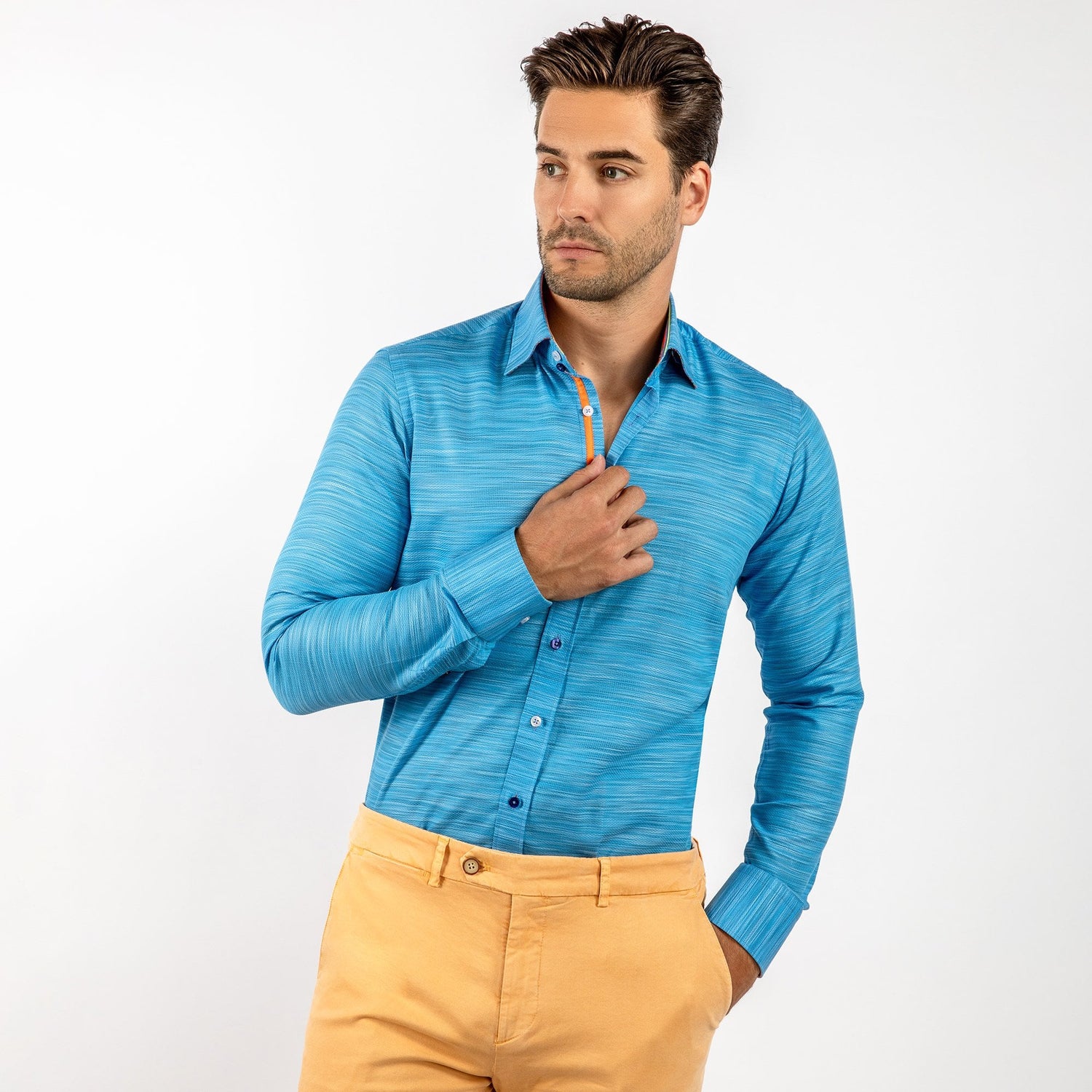 PASTEL KNITTED COTTON CLASSIC SHIRT - Premium Men's Patterned Shirt by Claudio Lugli | Bold Design, Tailored Fit, Best Printed Shirts