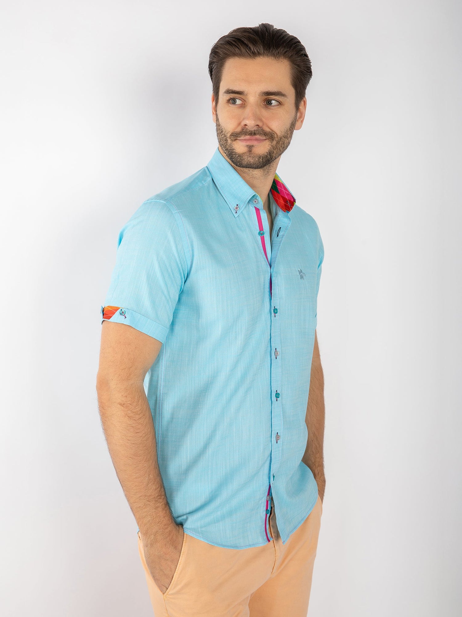 PASTEL TEXTURE SHORT SLEEVE SHIRT - Claudio Lugli Shirts