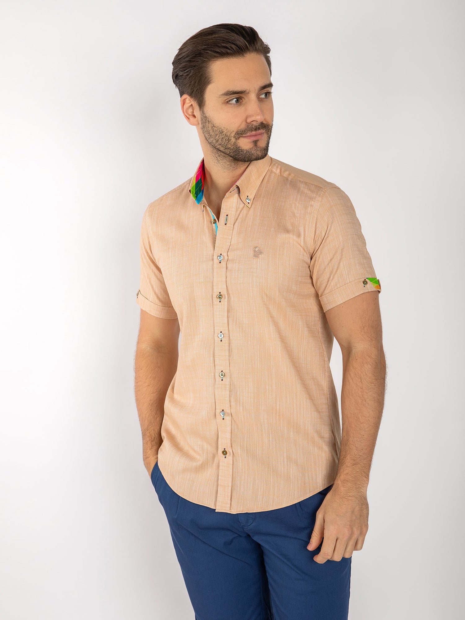 PASTEL TEXTURE SHORT SLEEVE SHIRT - Claudio Lugli Shirts