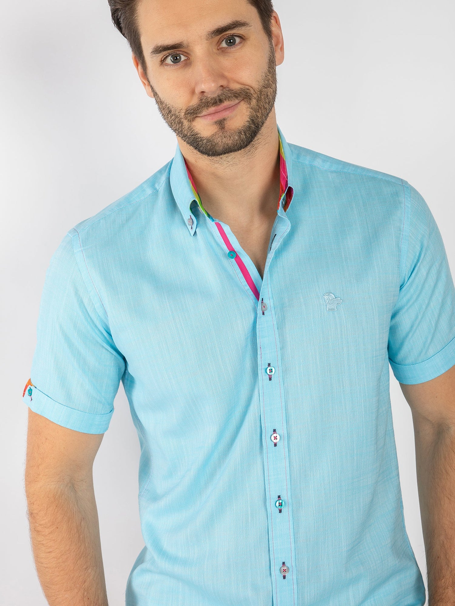PASTEL TEXTURE SHORT SLEEVE SHIRT - Claudio Lugli Shirts